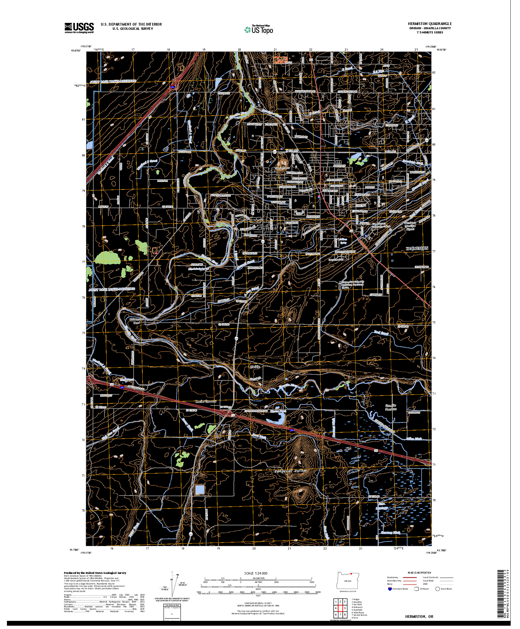 US TOPO 7.5-MINUTE MAP FOR HERMISTON, OR