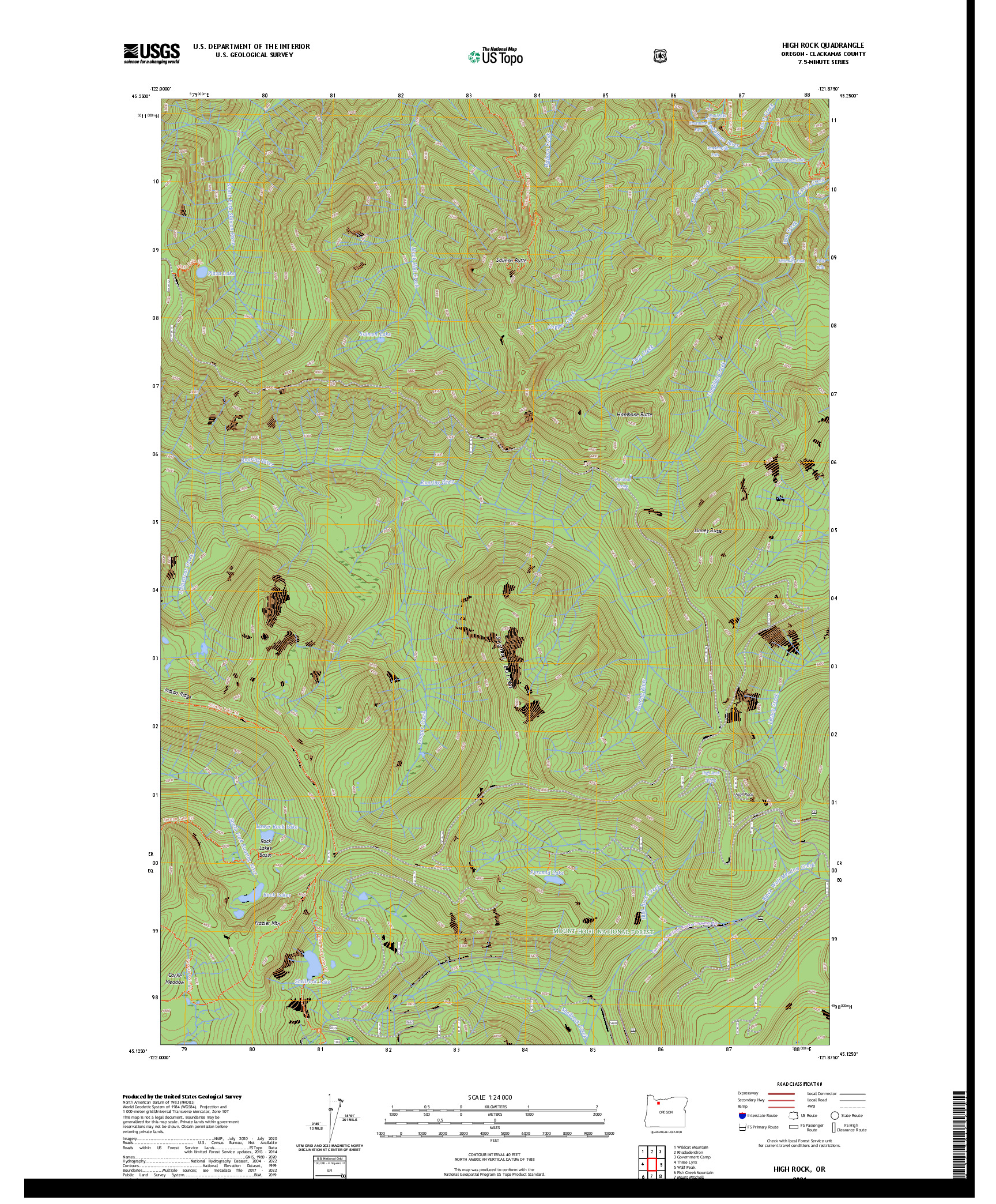 US TOPO 7.5-MINUTE MAP FOR HIGH ROCK, OR