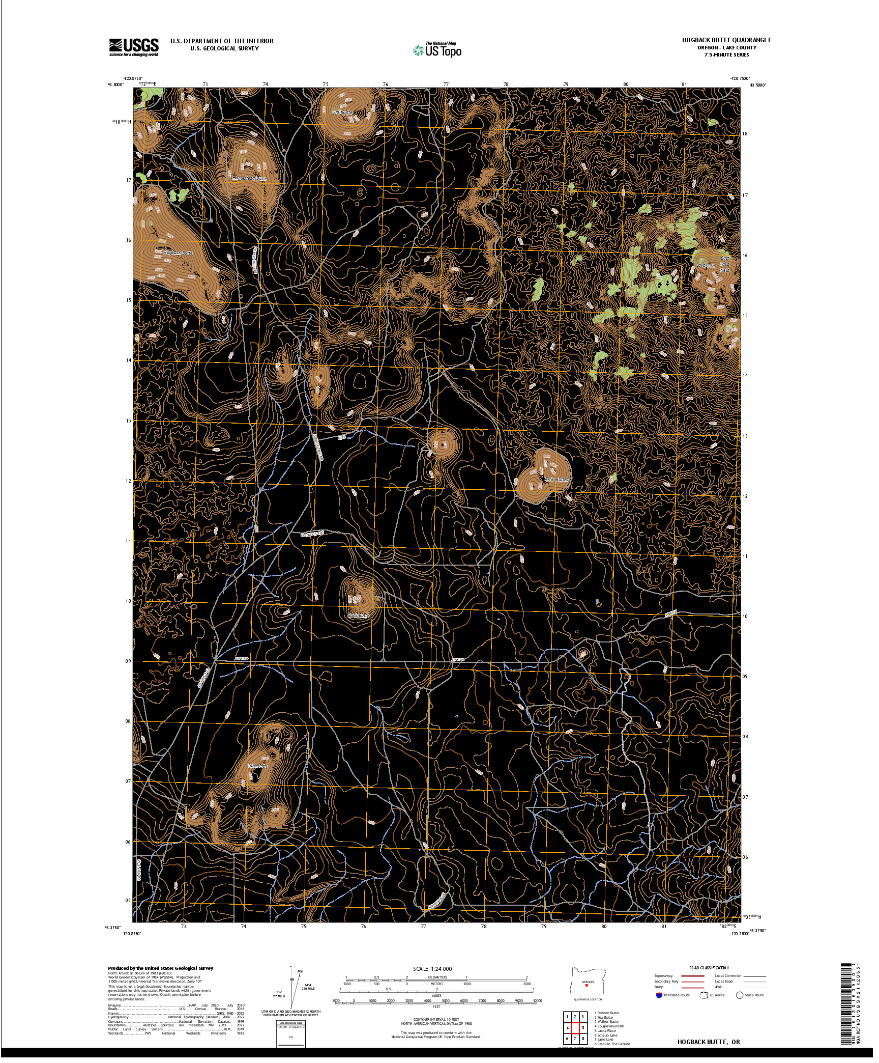 US TOPO 7.5-MINUTE MAP FOR HOGBACK BUTTE, OR