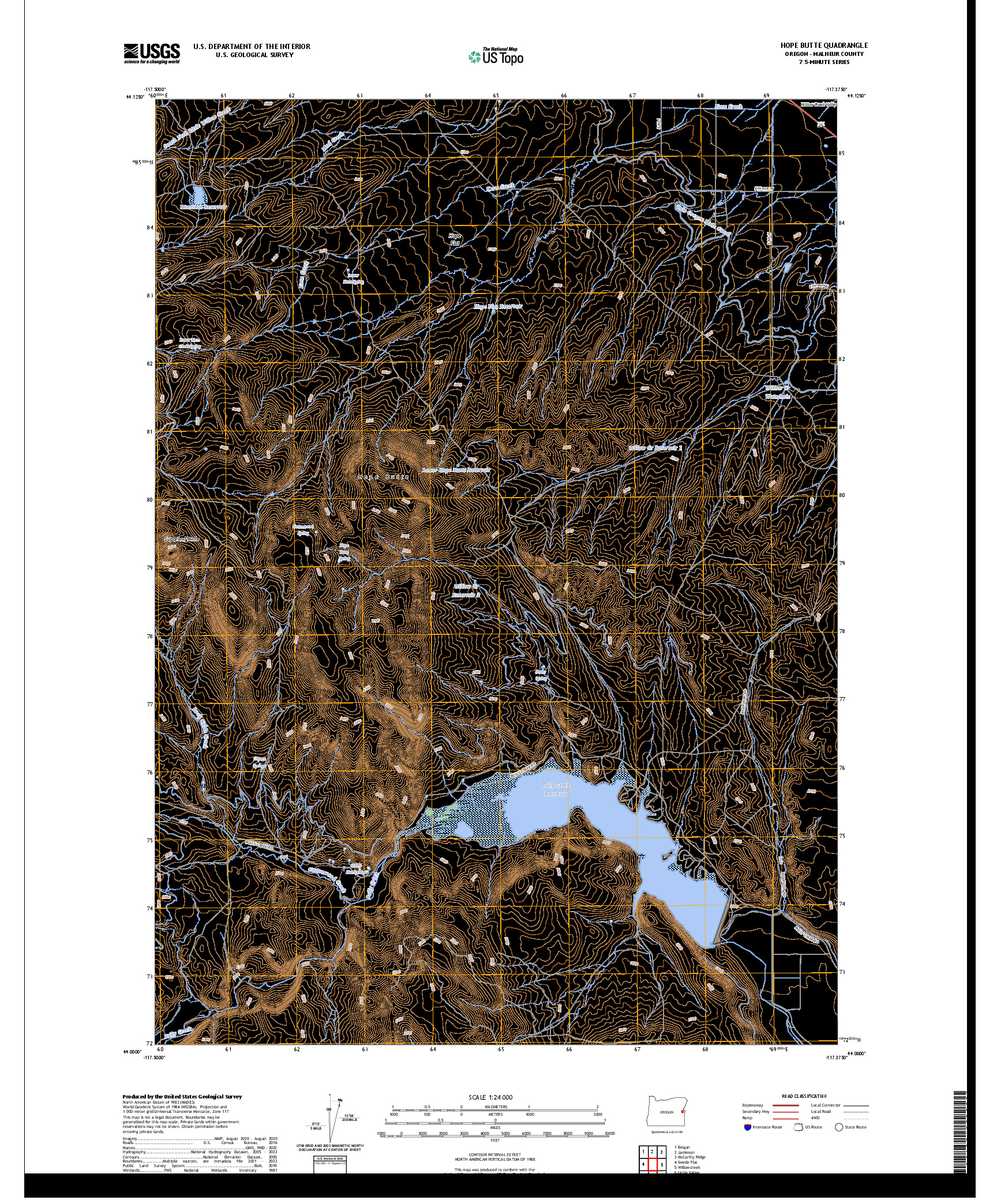 US TOPO 7.5-MINUTE MAP FOR HOPE BUTTE, OR