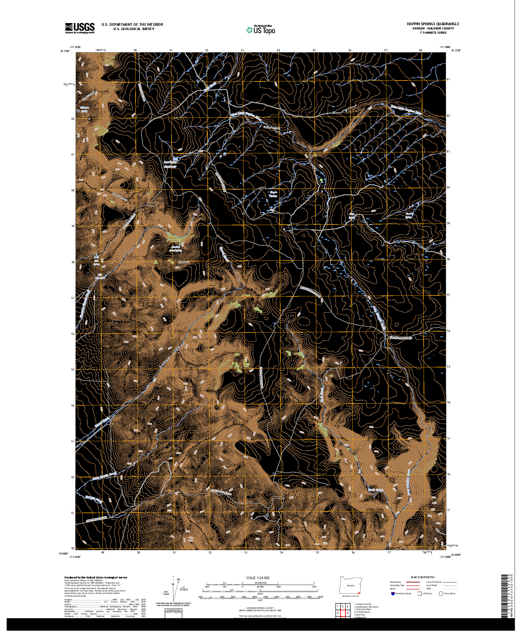 US TOPO 7.5-MINUTE MAP FOR HOPPIN SPRINGS, OR