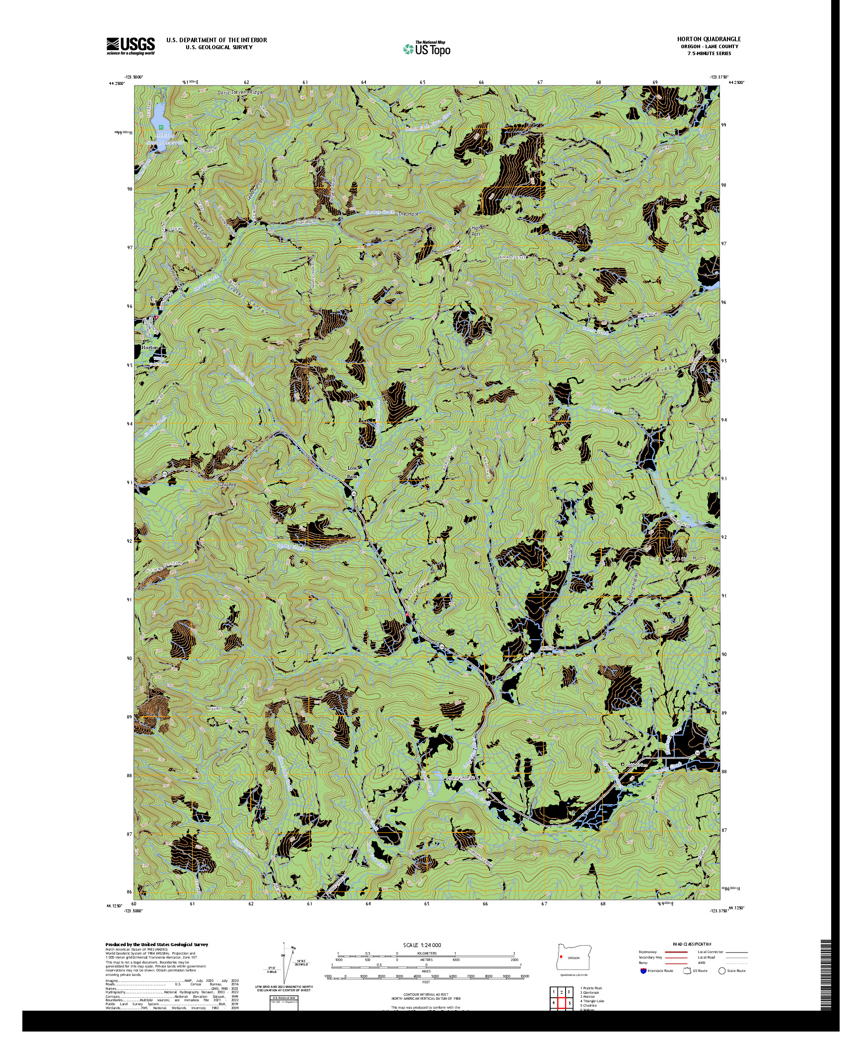 US TOPO 7.5-MINUTE MAP FOR HORTON, OR
