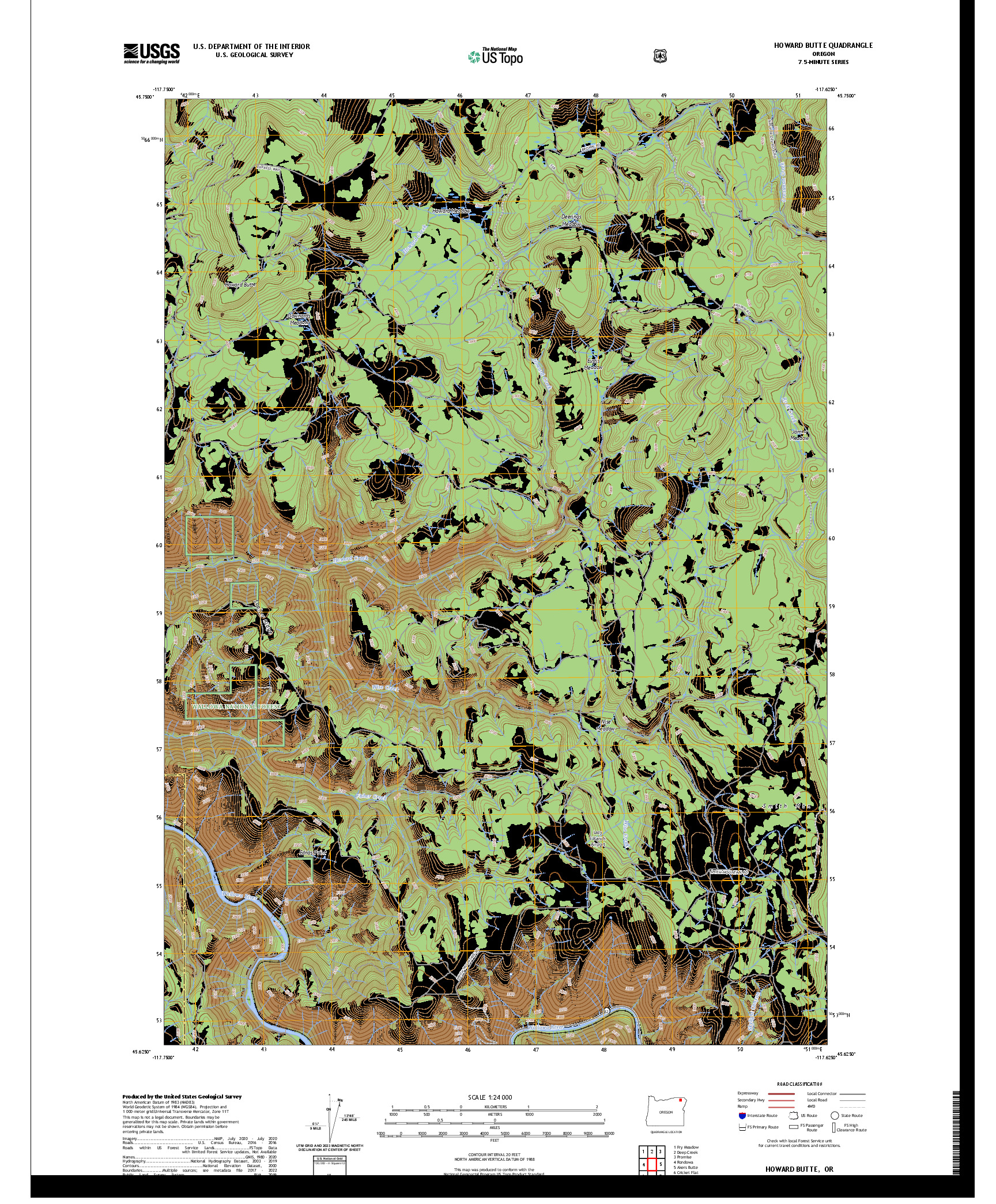 US TOPO 7.5-MINUTE MAP FOR HOWARD BUTTE, OR