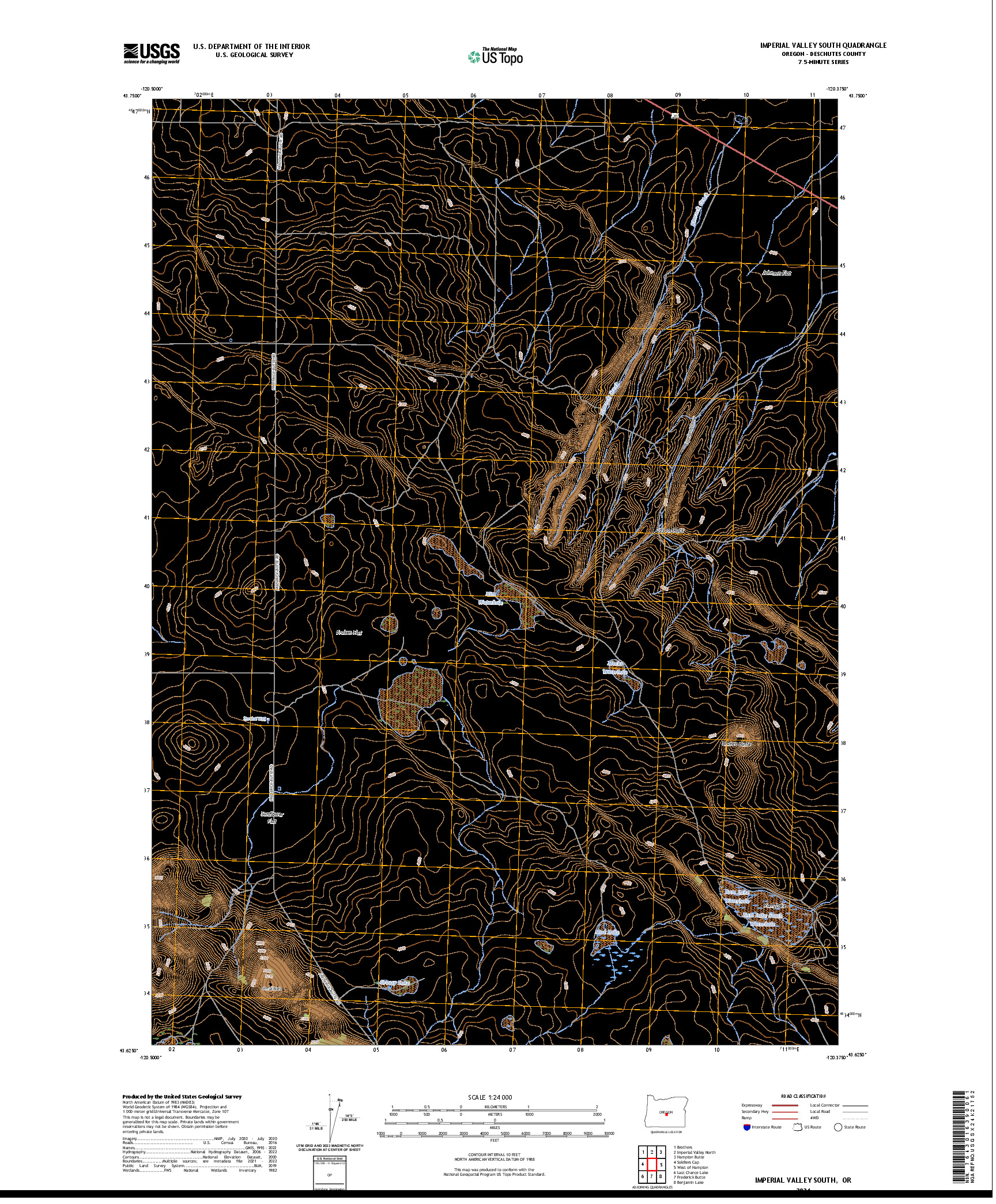 US TOPO 7.5-MINUTE MAP FOR IMPERIAL VALLEY SOUTH, OR