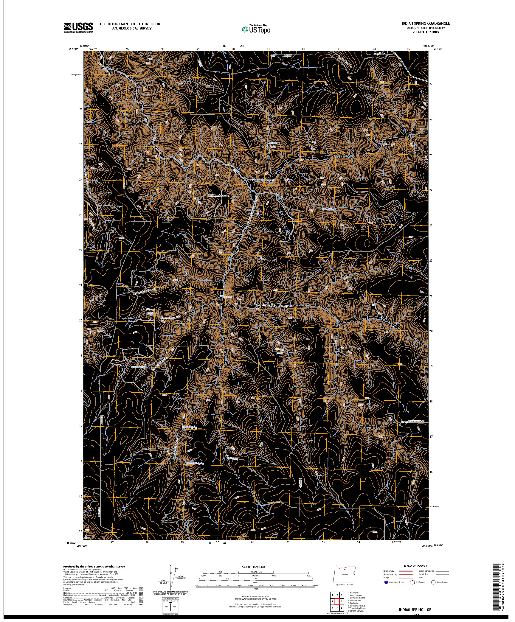 US TOPO 7.5-MINUTE MAP FOR INDIAN SPRING, OR