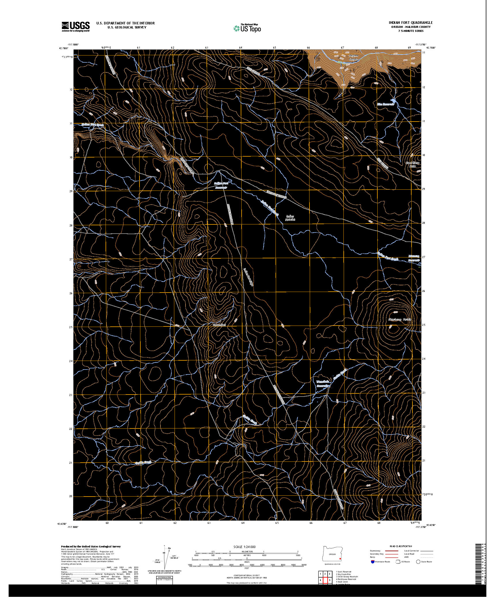 US TOPO 7.5-MINUTE MAP FOR INDIAN FORT, OR