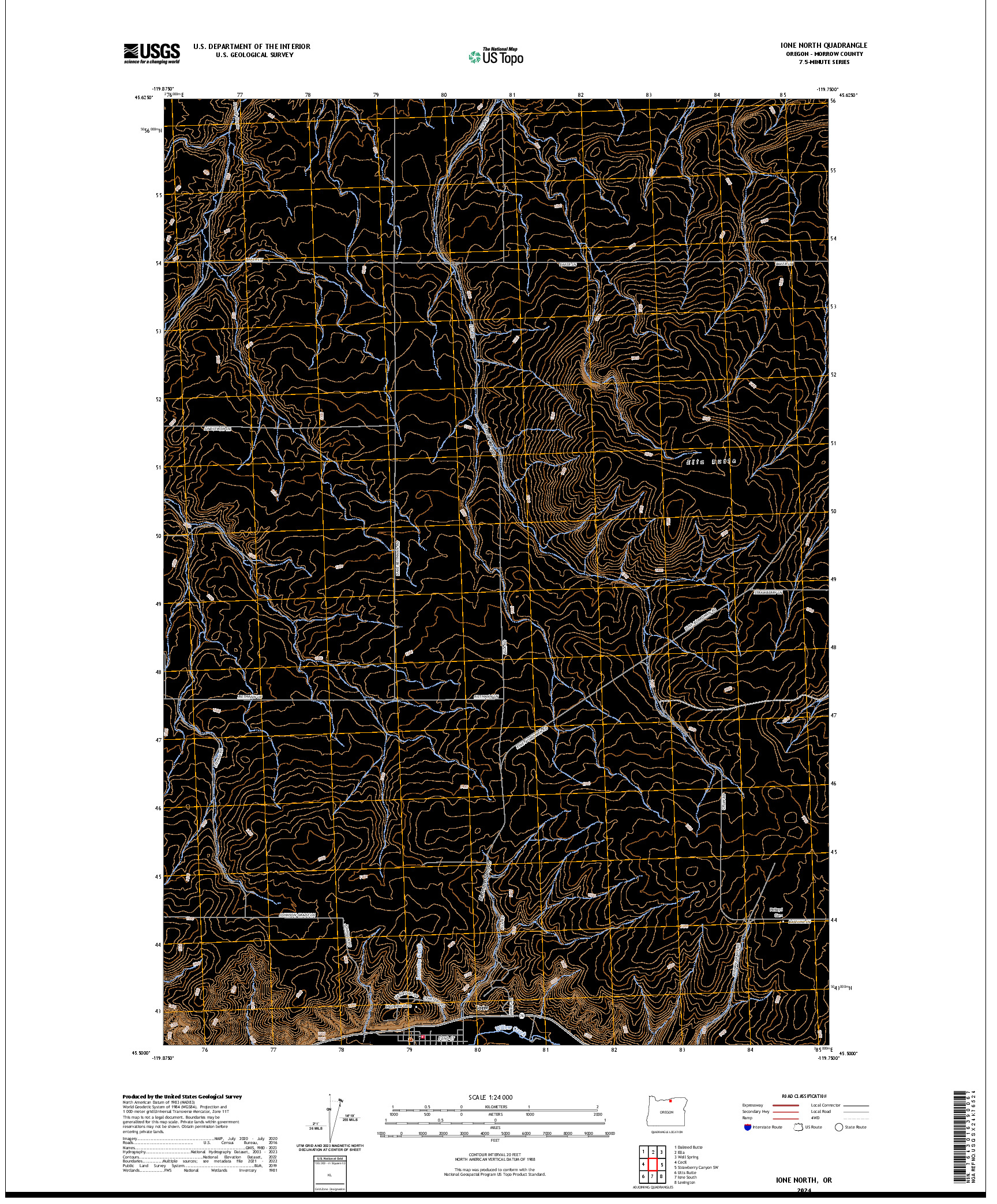 US TOPO 7.5-MINUTE MAP FOR IONE NORTH, OR