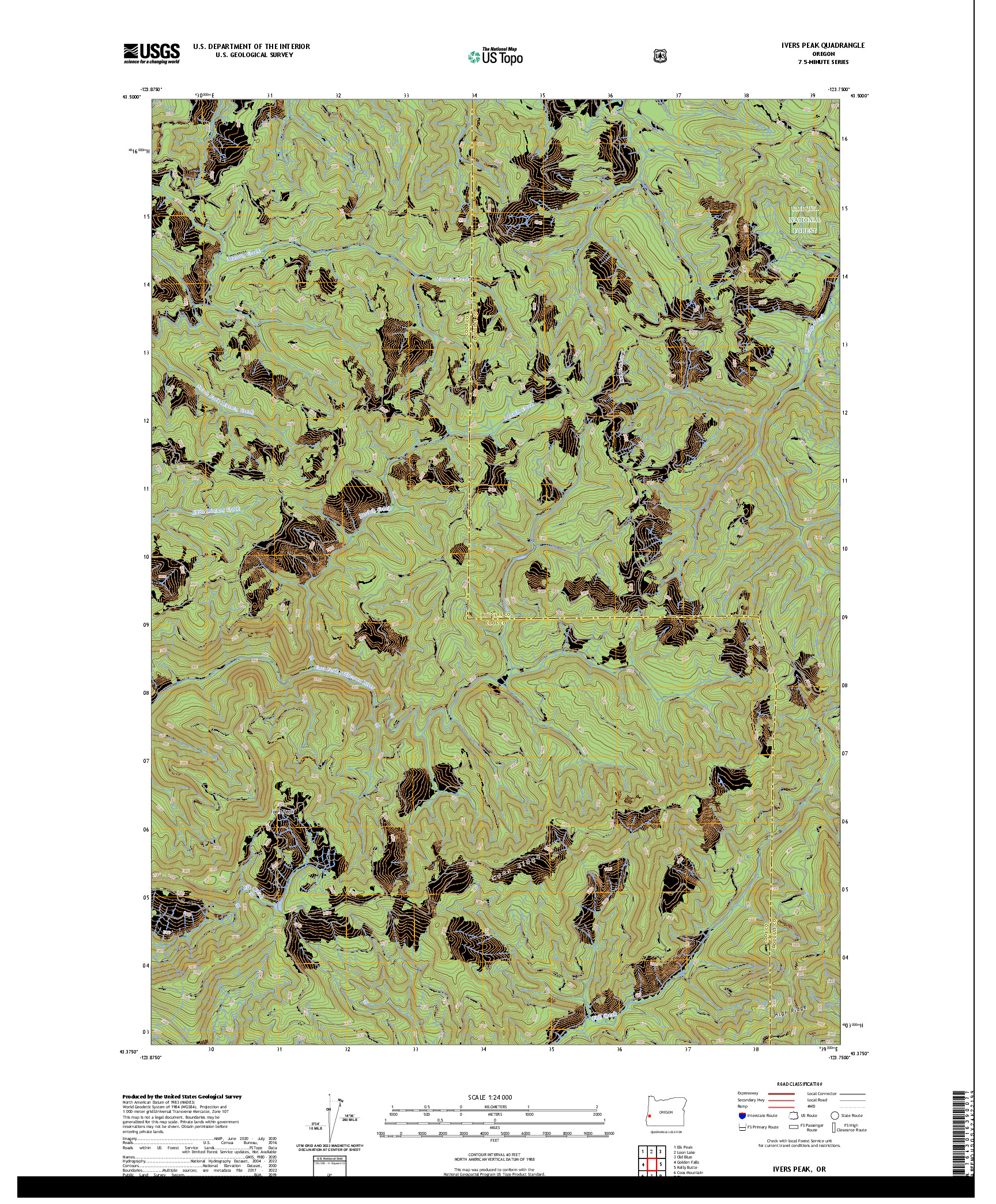 US TOPO 7.5-MINUTE MAP FOR IVERS PEAK, OR