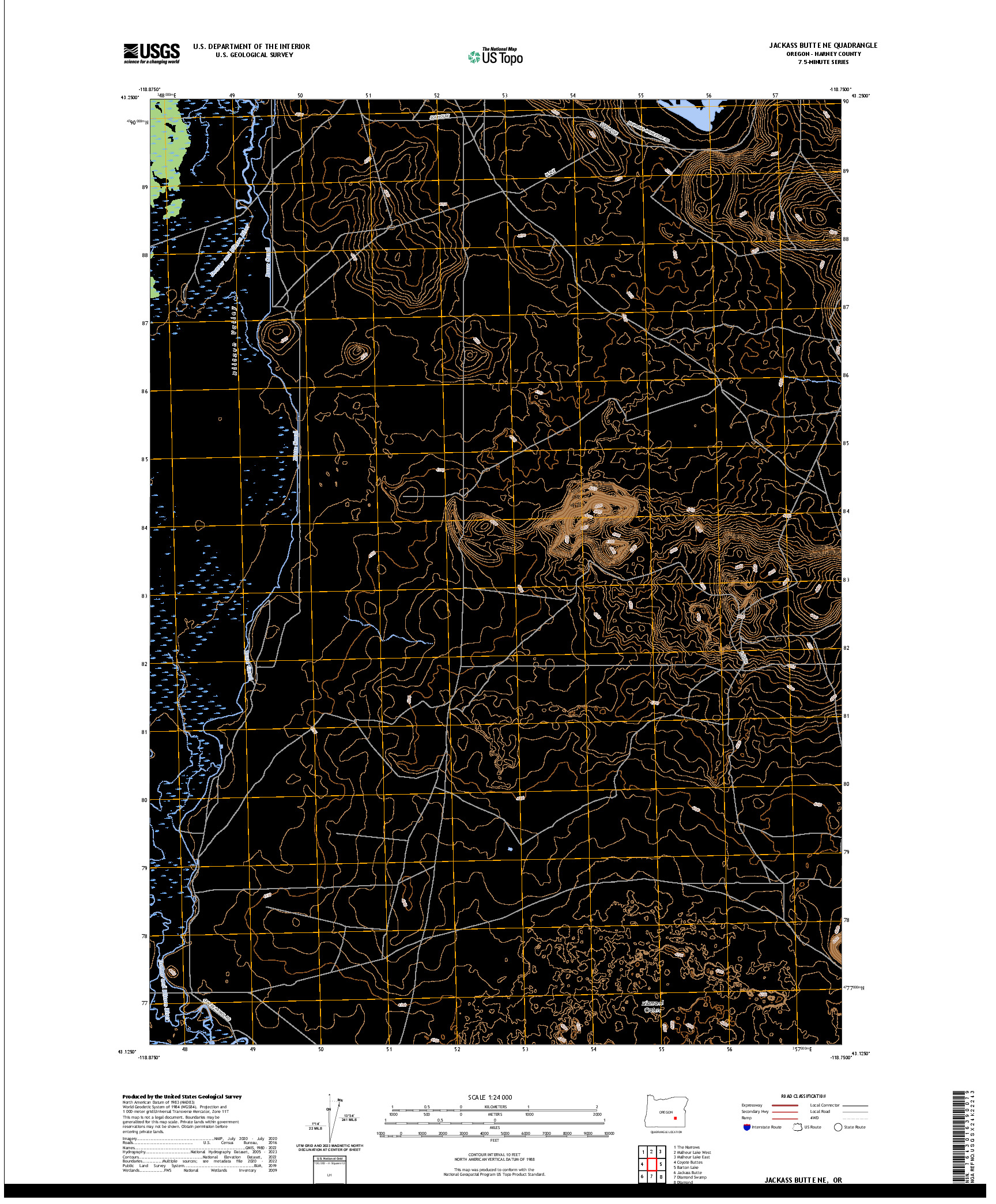 US TOPO 7.5-MINUTE MAP FOR JACKASS BUTTE NE, OR
