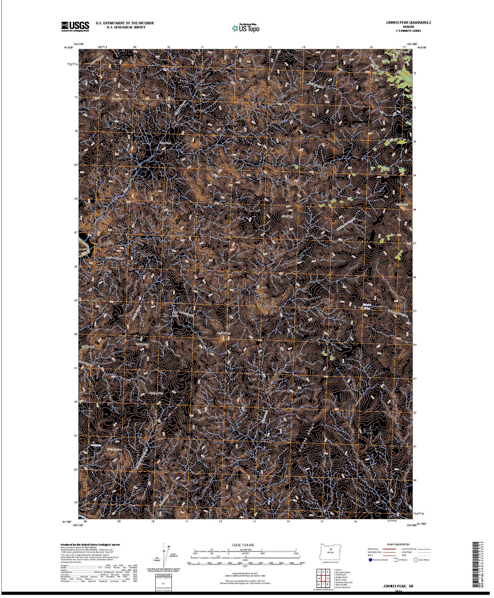 US TOPO 7.5-MINUTE MAP FOR JENNIES PEAK, OR