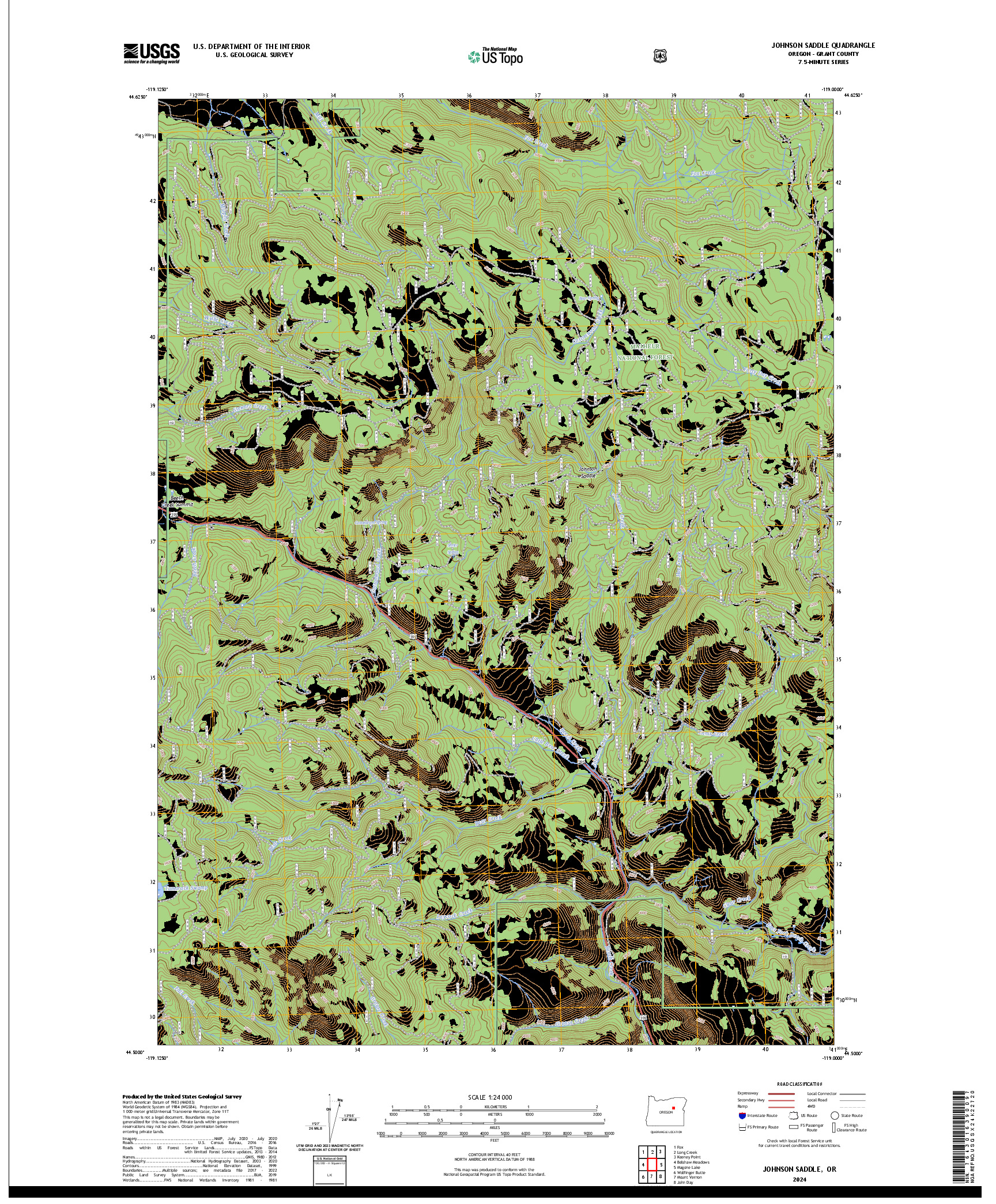 US TOPO 7.5-MINUTE MAP FOR JOHNSON SADDLE, OR