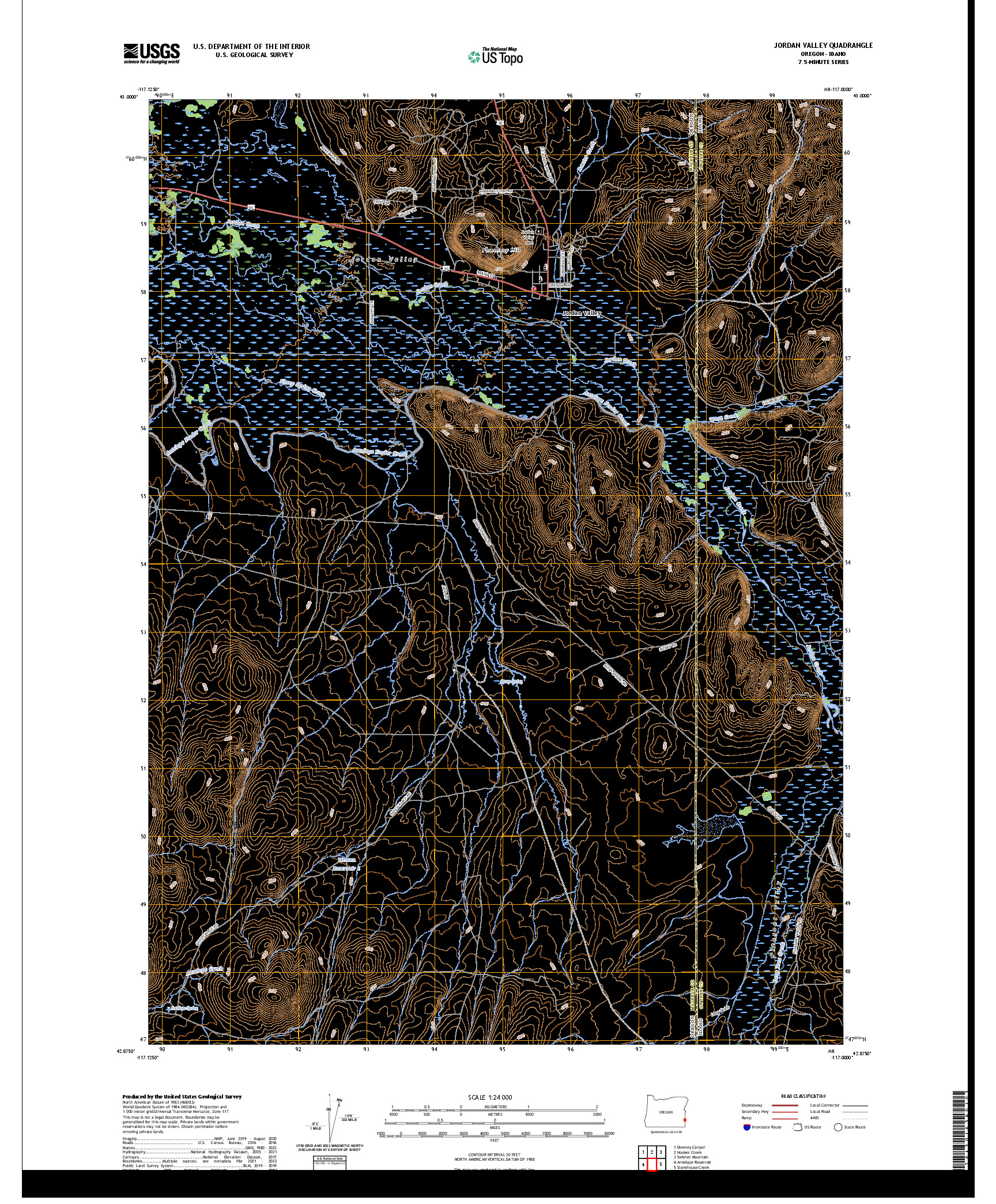 US TOPO 7.5-MINUTE MAP FOR JORDAN VALLEY, OR,ID