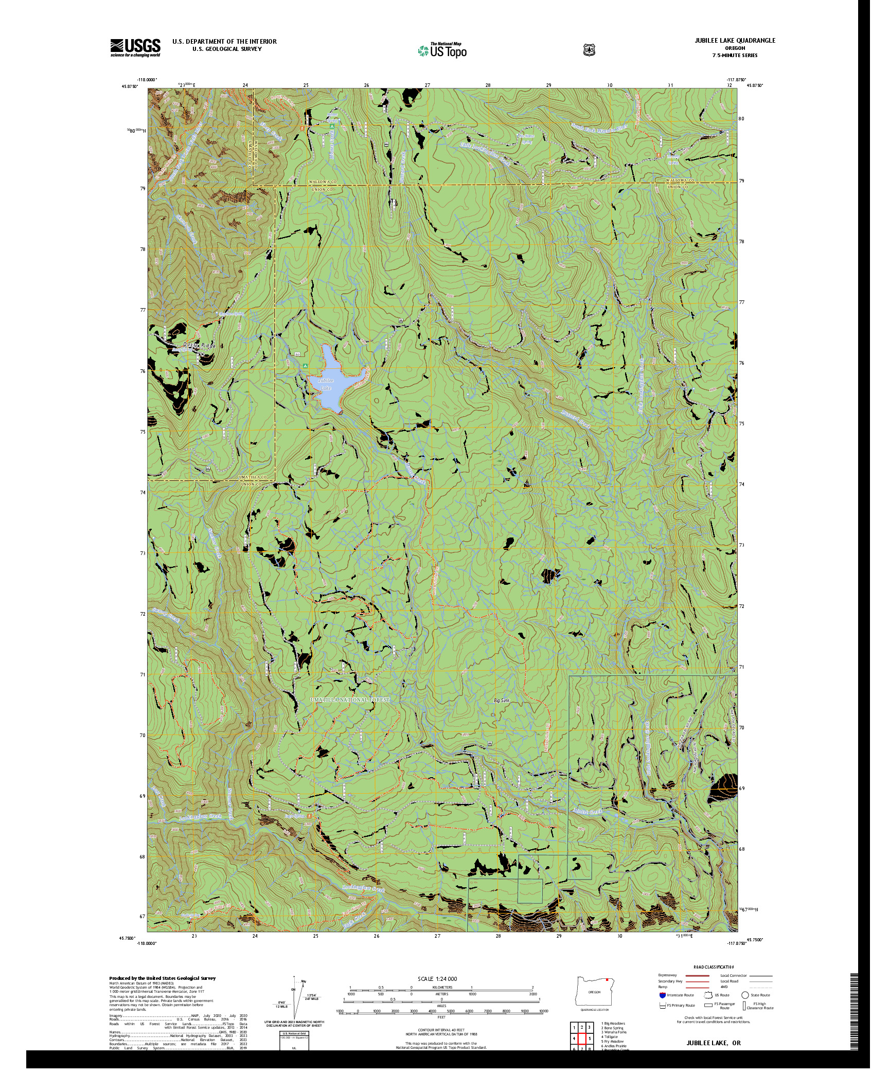 US TOPO 7.5-MINUTE MAP FOR JUBILEE LAKE, OR