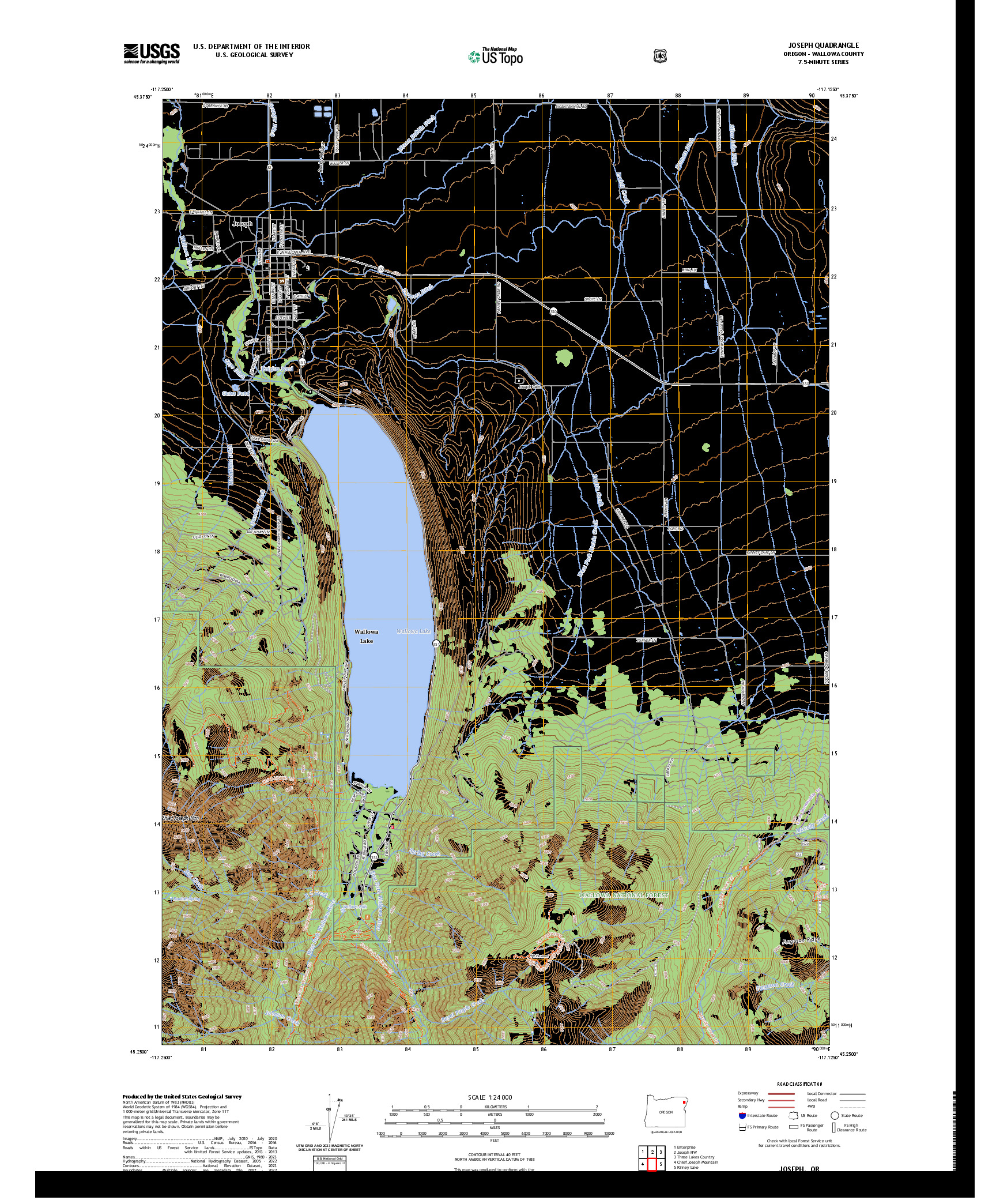 US TOPO 7.5-MINUTE MAP FOR JOSEPH, OR