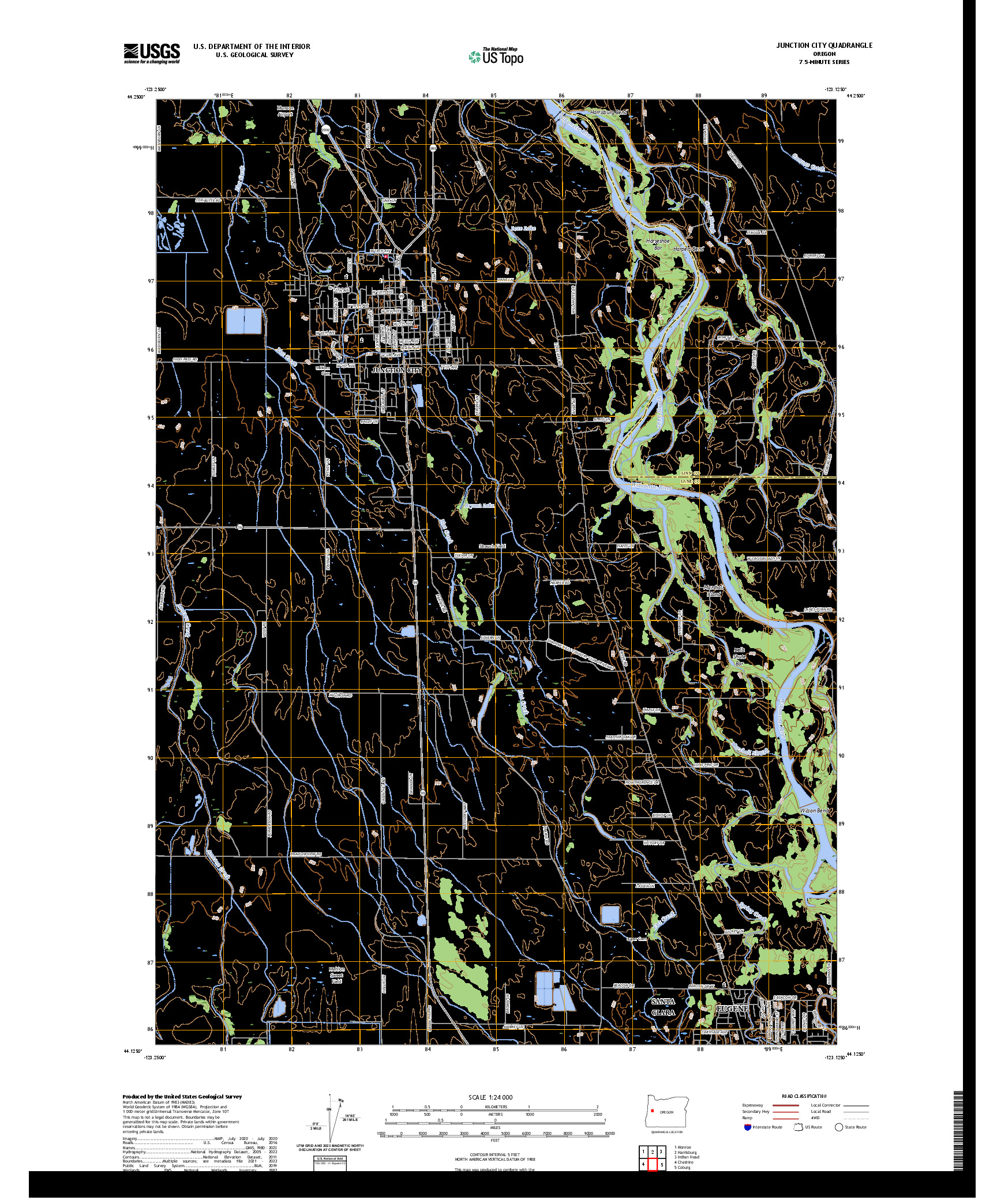 US TOPO 7.5-MINUTE MAP FOR JUNCTION CITY, OR
