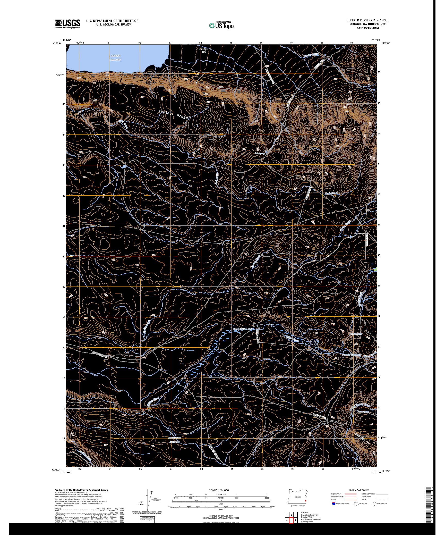 US TOPO 7.5-MINUTE MAP FOR JUNIPER RIDGE, OR