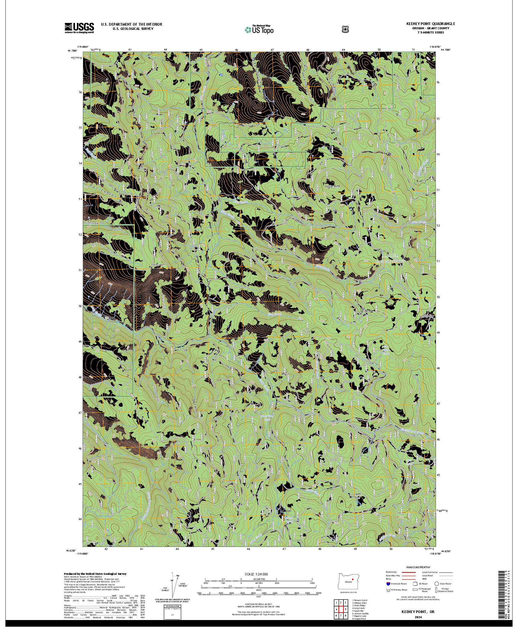 US TOPO 7.5-MINUTE MAP FOR KEENEY POINT, OR