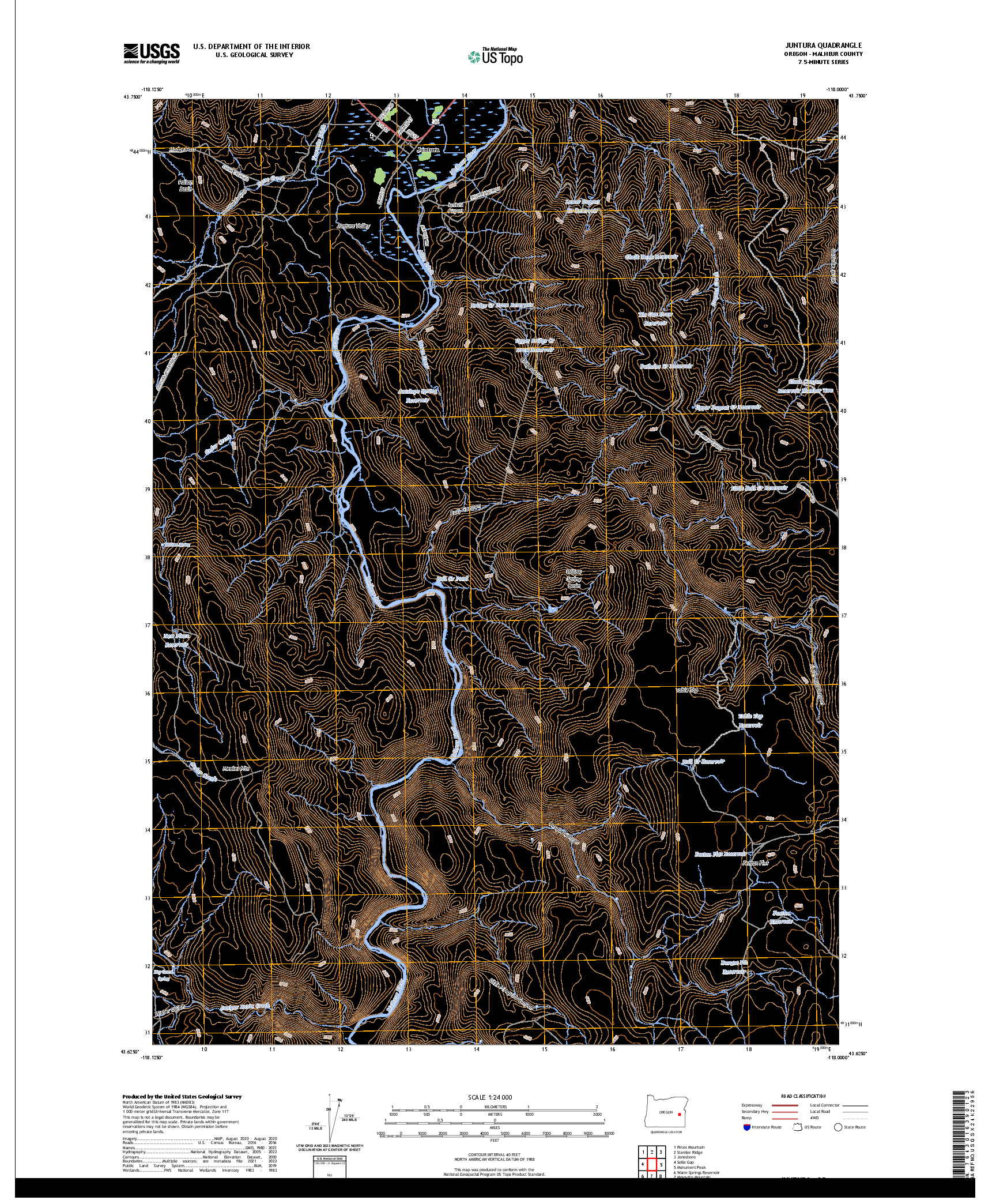 US TOPO 7.5-MINUTE MAP FOR JUNTURA, OR