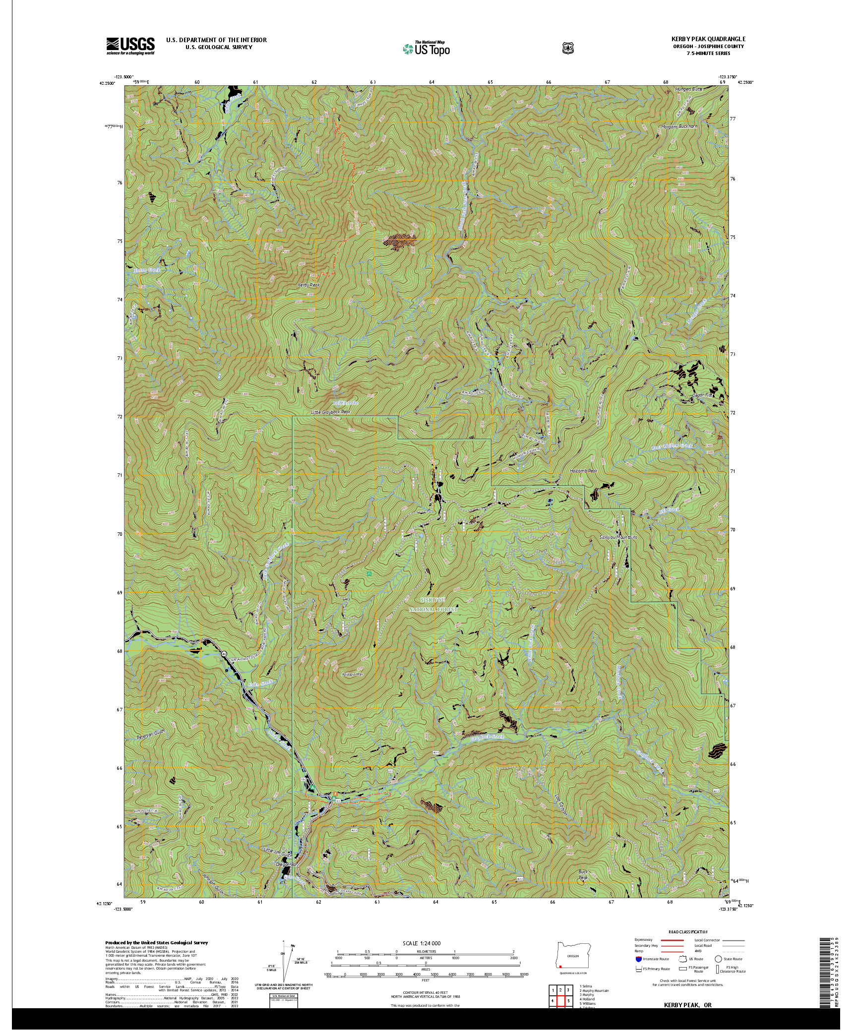 US TOPO 7.5-MINUTE MAP FOR KERBY PEAK, OR
