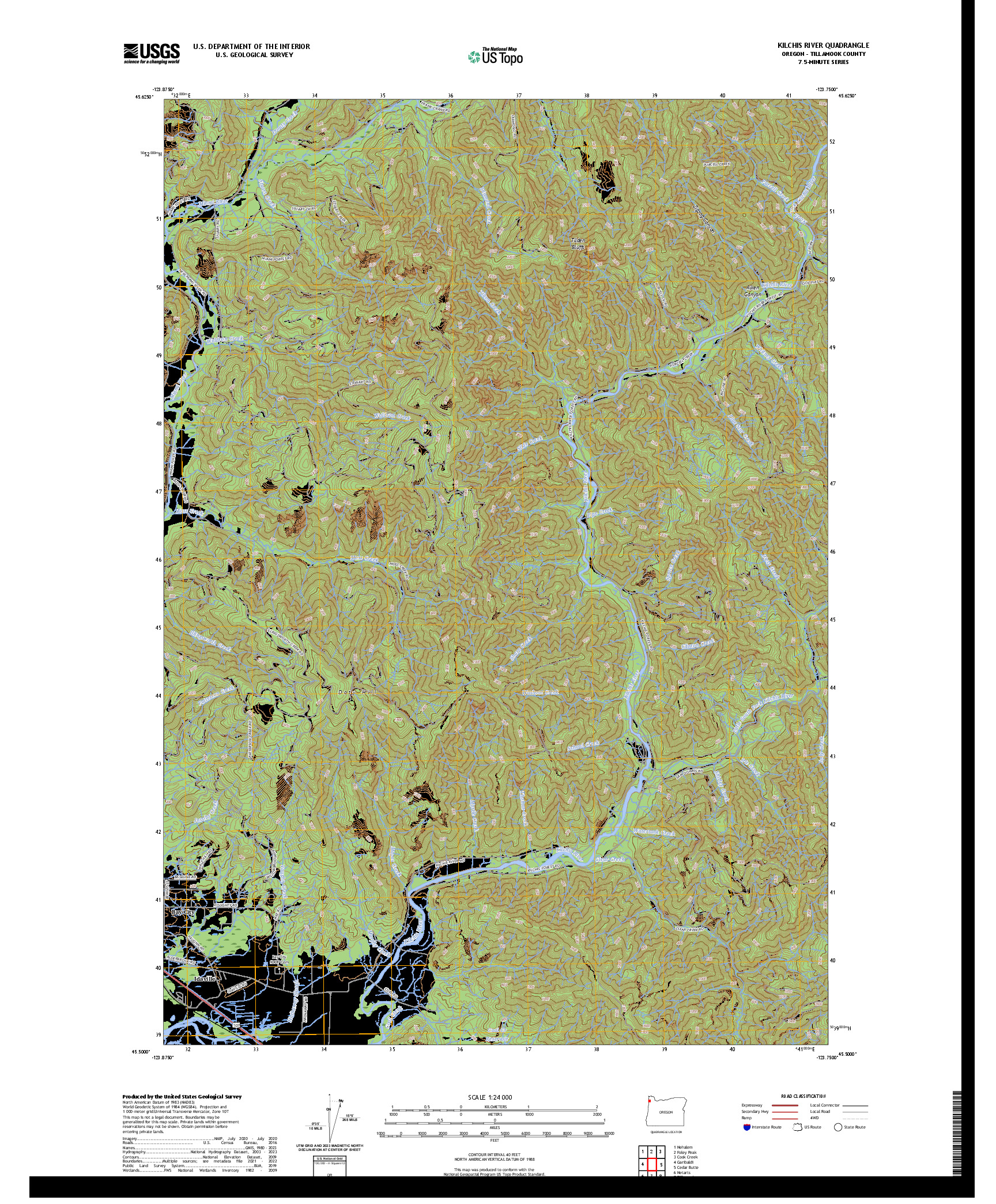 US TOPO 7.5-MINUTE MAP FOR KILCHIS RIVER, OR