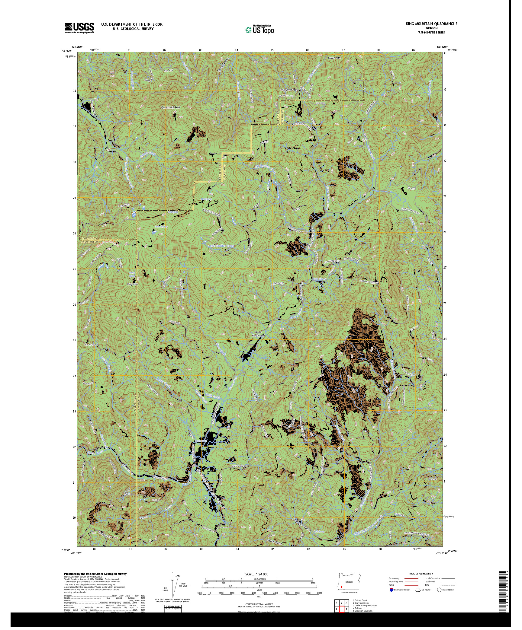 US TOPO 7.5-MINUTE MAP FOR KING MOUNTAIN, OR