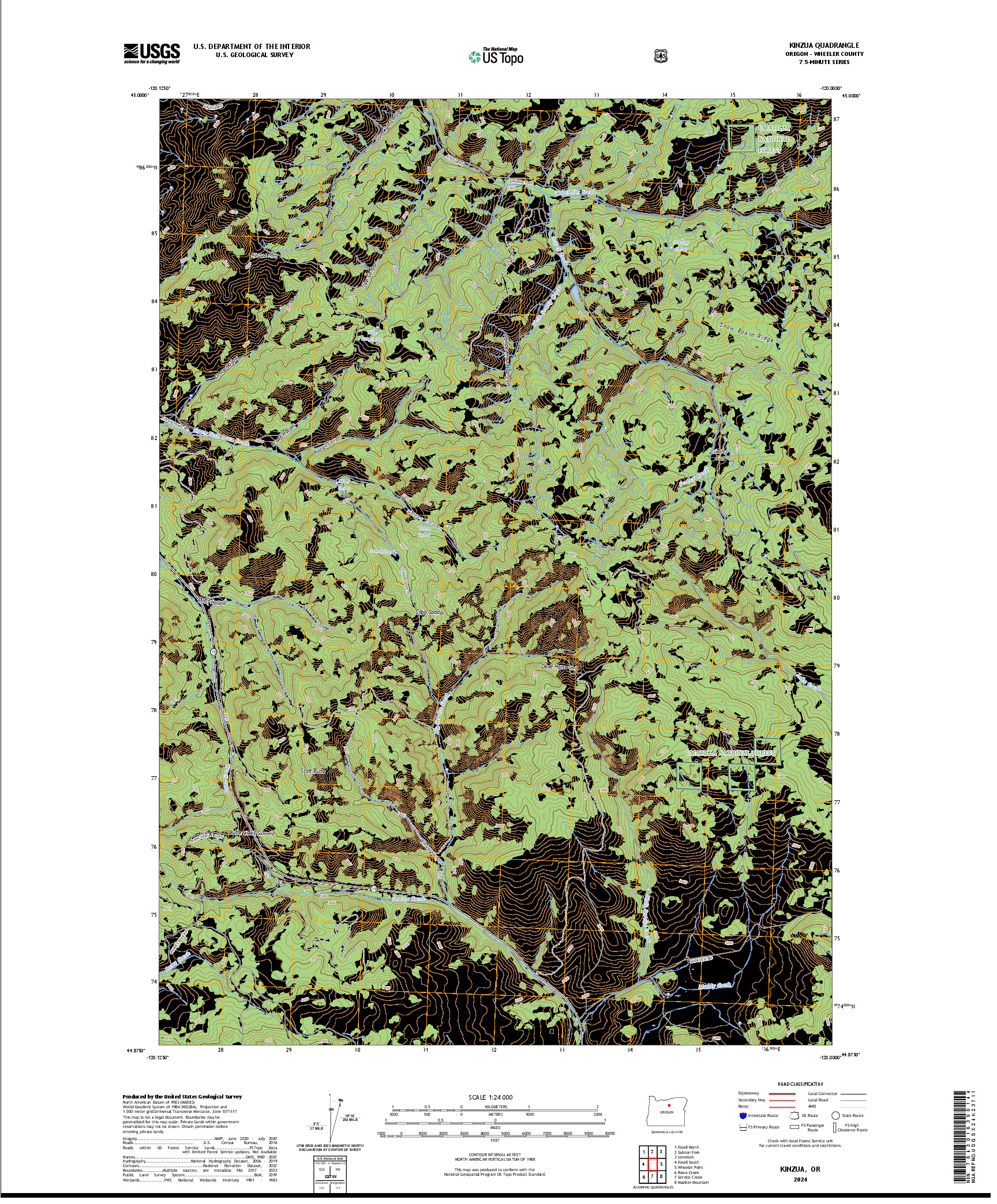 US TOPO 7.5-MINUTE MAP FOR KINZUA, OR