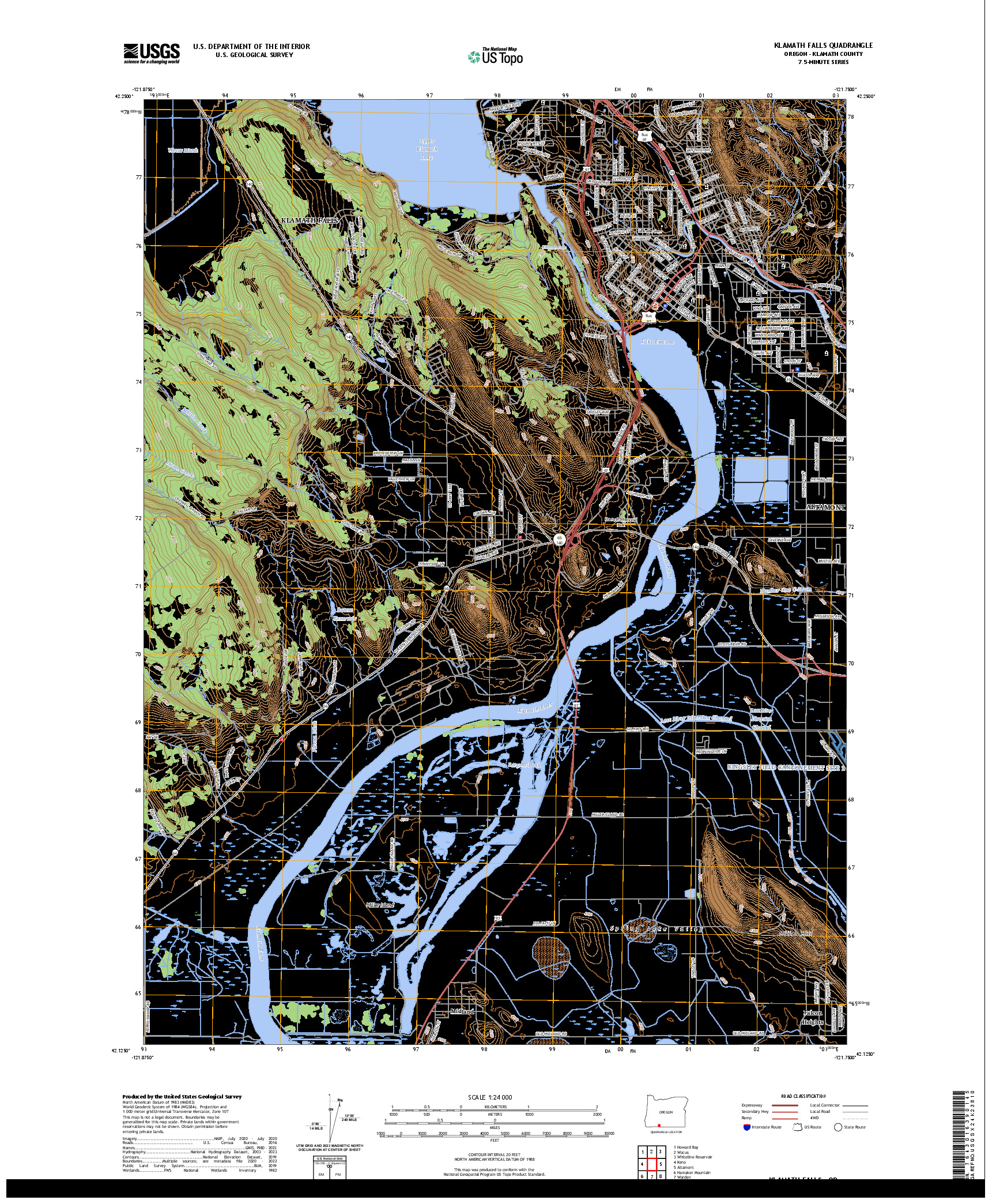 US TOPO 7.5-MINUTE MAP FOR KLAMATH FALLS, OR