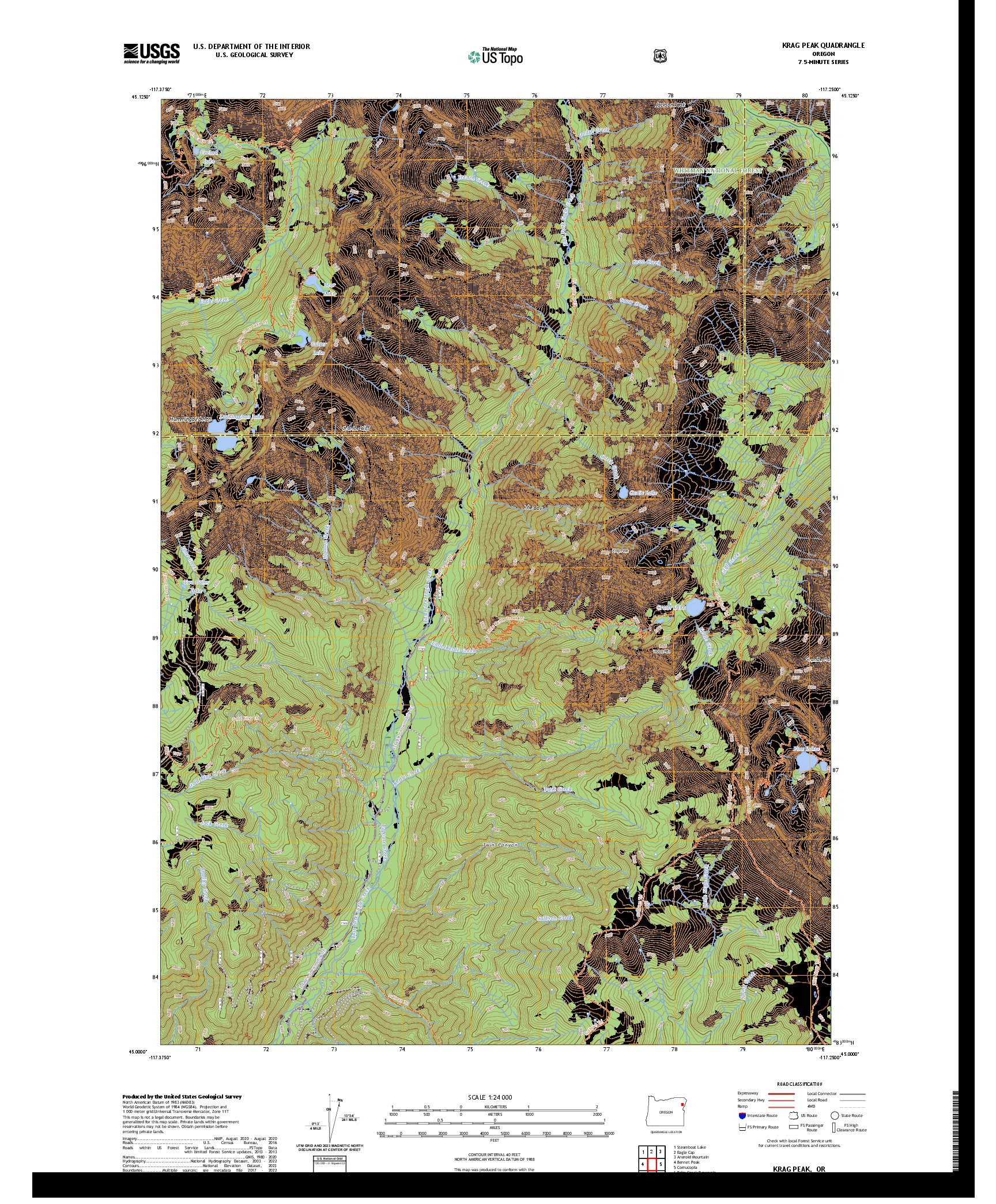 US TOPO 7.5-MINUTE MAP FOR KRAG PEAK, OR