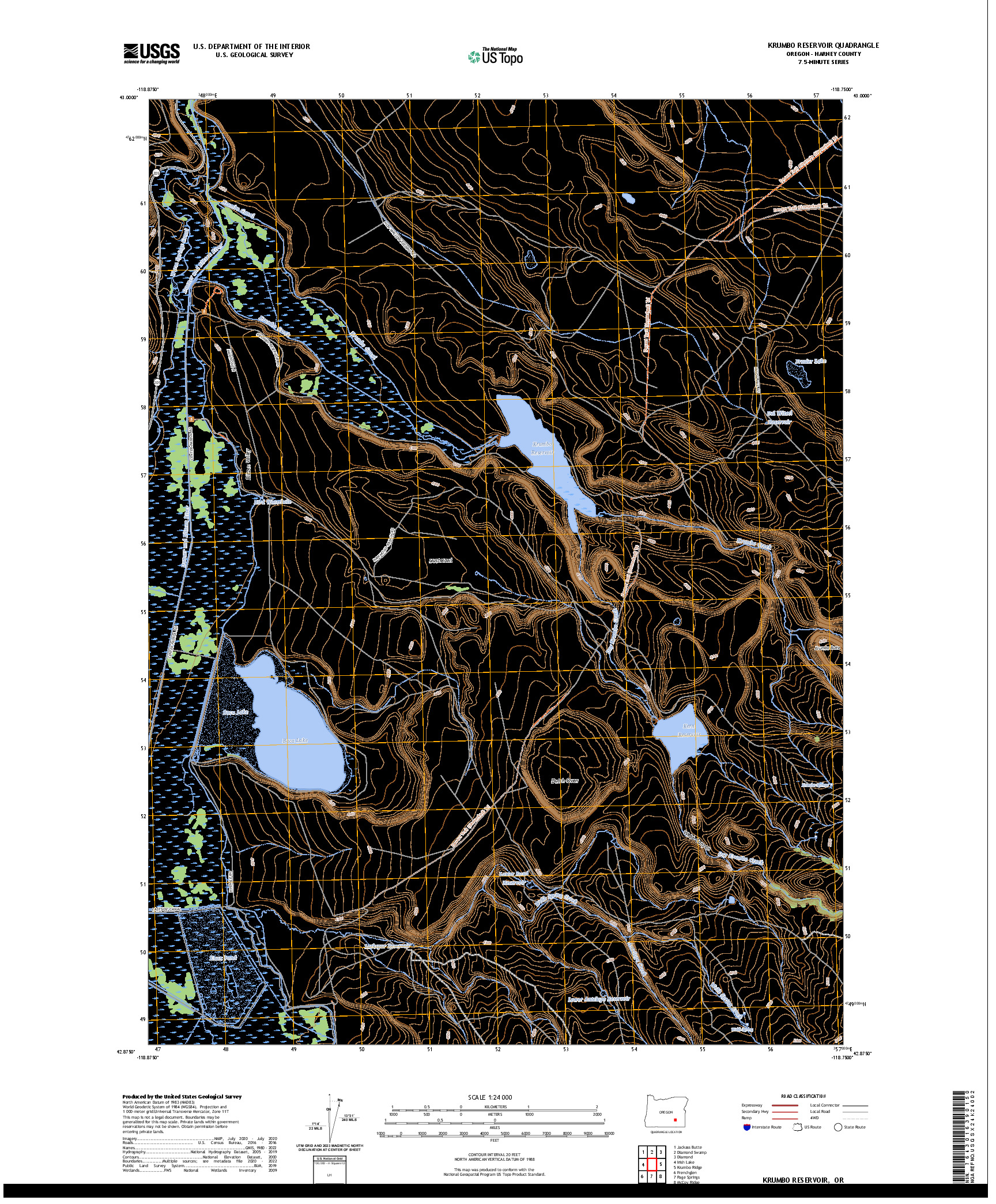 US TOPO 7.5-MINUTE MAP FOR KRUMBO RESERVOIR, OR
