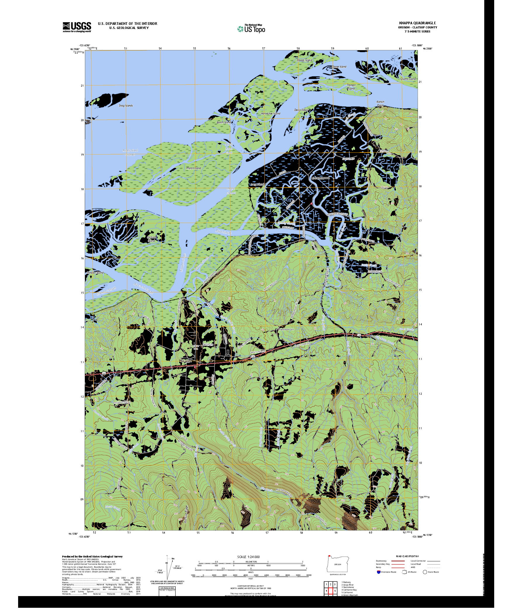 US TOPO 7.5-MINUTE MAP FOR KNAPPA, OR