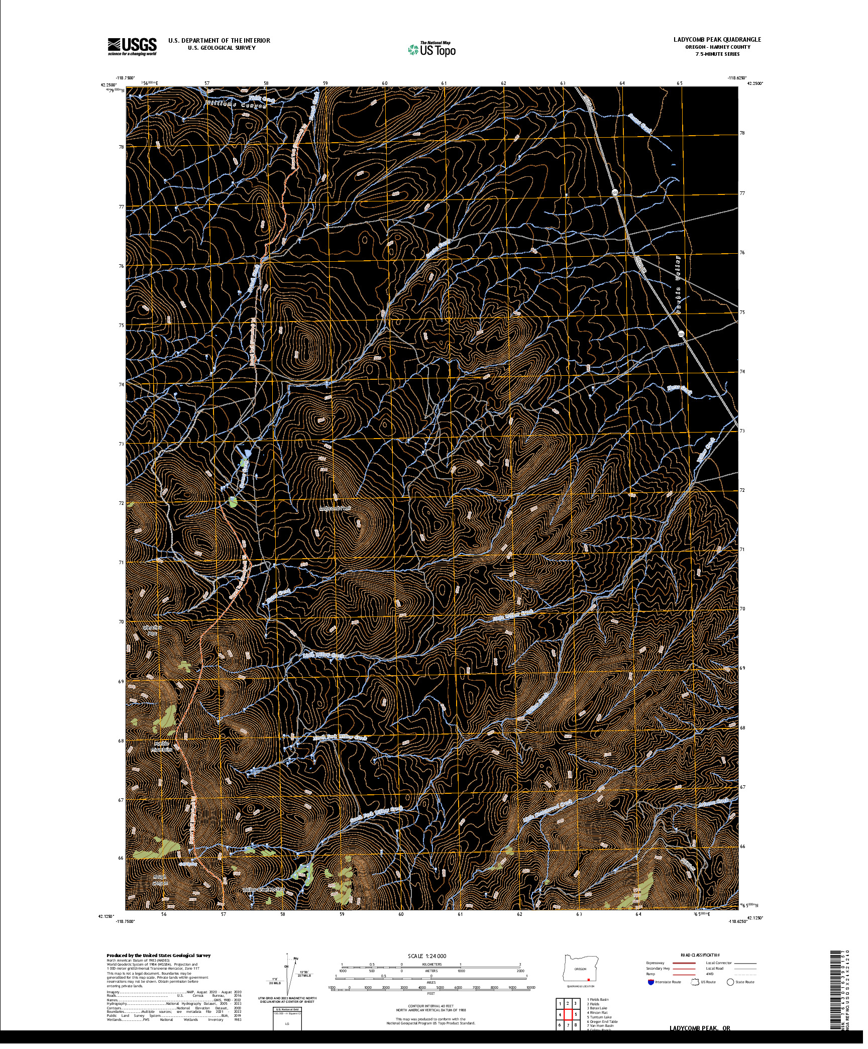 US TOPO 7.5-MINUTE MAP FOR LADYCOMB PEAK, OR