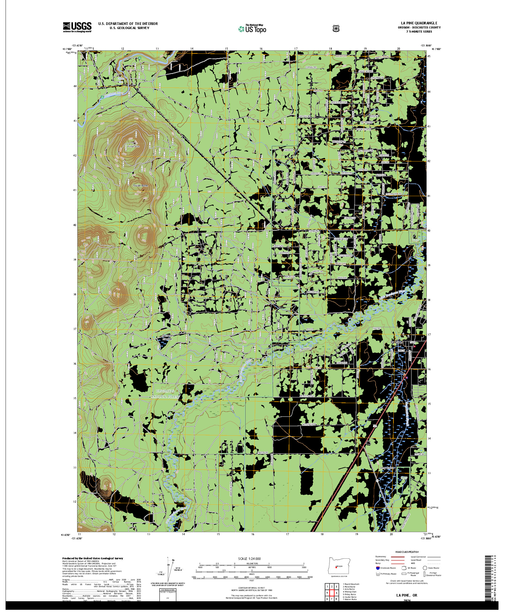 US TOPO 7.5-MINUTE MAP FOR LA PINE, OR