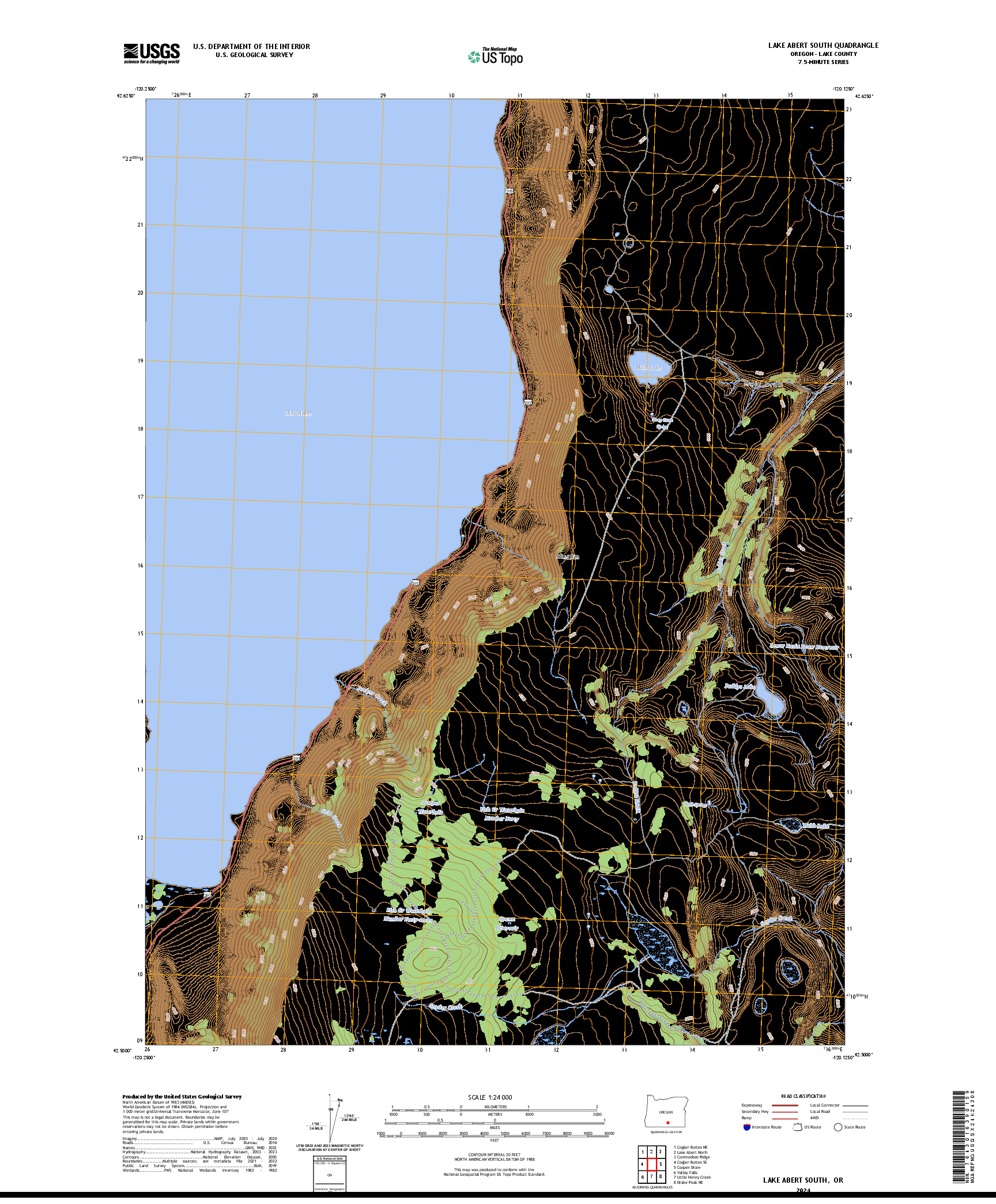 US TOPO 7.5-MINUTE MAP FOR LAKE ABERT SOUTH, OR