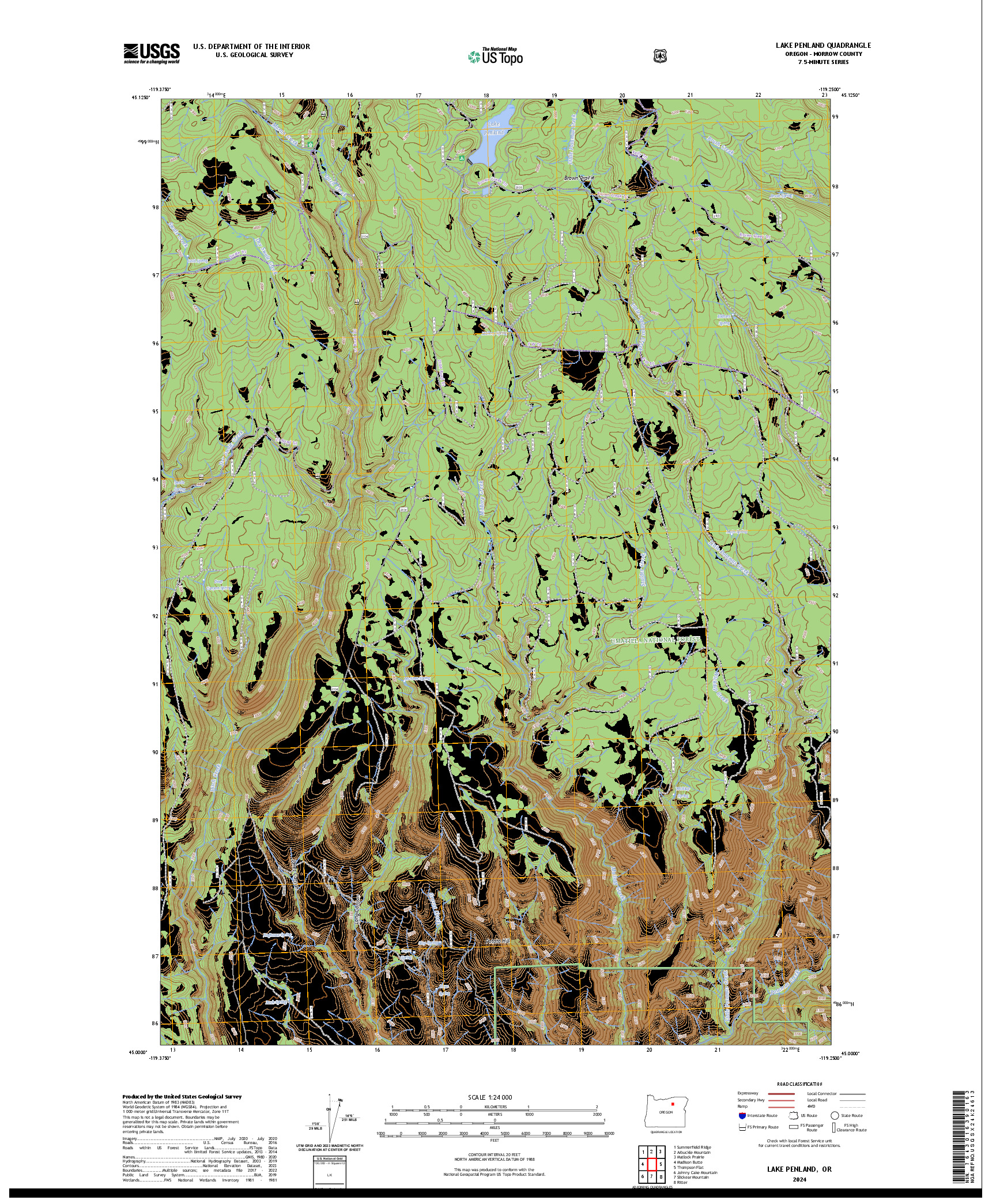 US TOPO 7.5-MINUTE MAP FOR LAKE PENLAND, OR