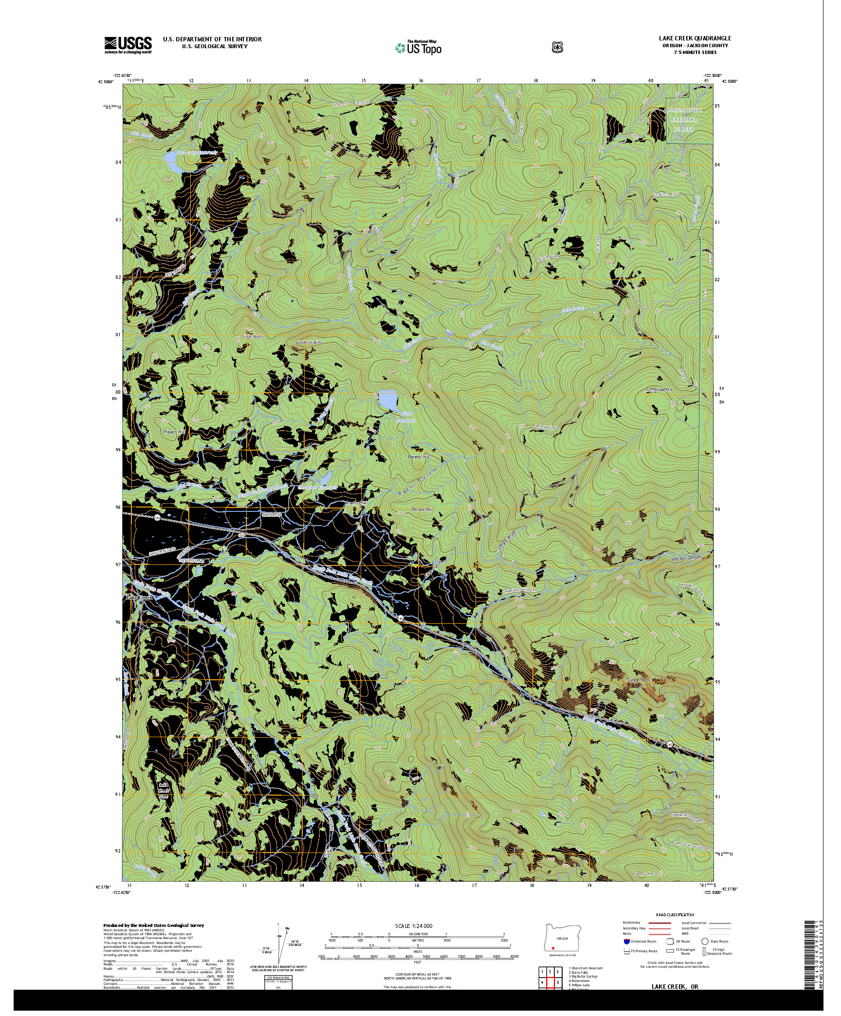 US TOPO 7.5-MINUTE MAP FOR LAKE CREEK, OR