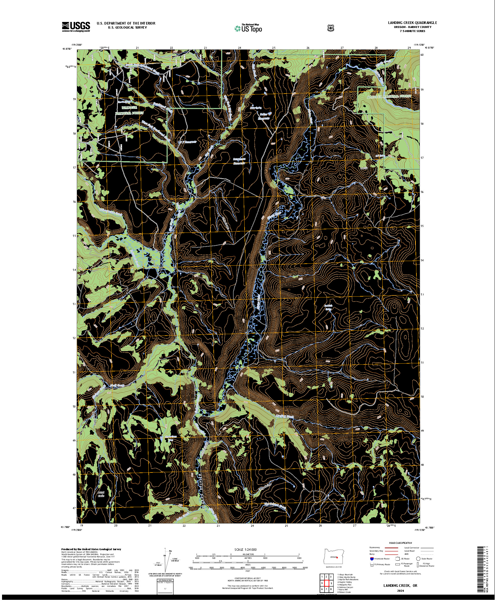 US TOPO 7.5-MINUTE MAP FOR LANDING CREEK, OR