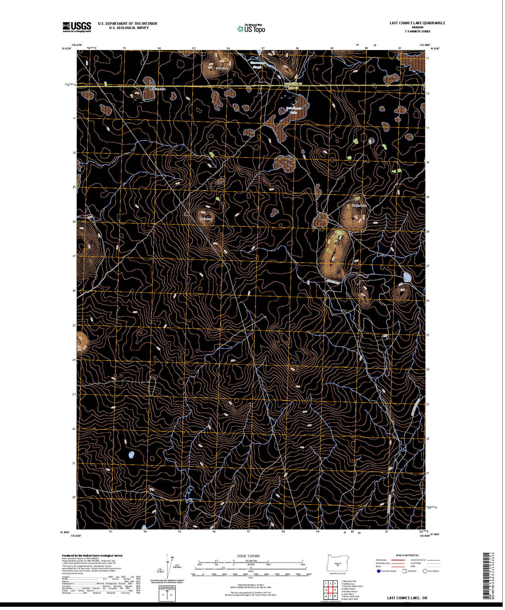 US TOPO 7.5-MINUTE MAP FOR LAST CHANCE LAKE, OR