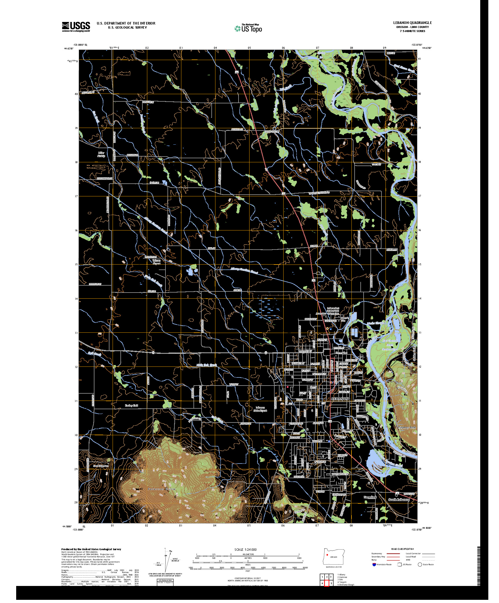 US TOPO 7.5-MINUTE MAP FOR LEBANON, OR