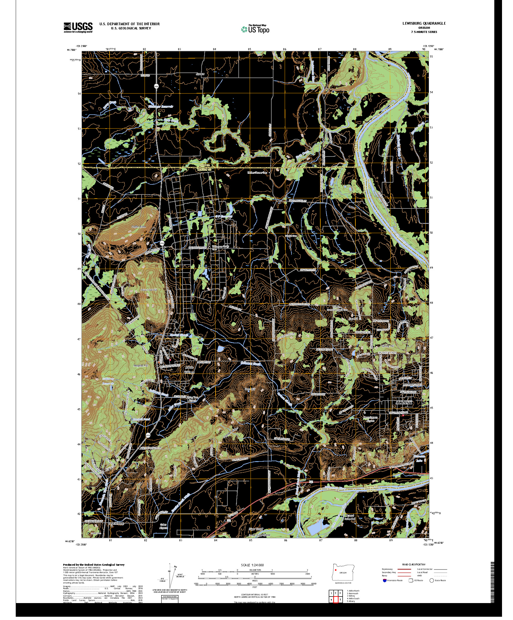 US TOPO 7.5-MINUTE MAP FOR LEWISBURG, OR