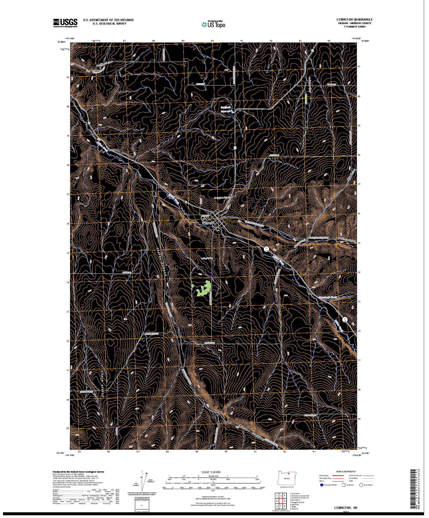US TOPO 7.5-MINUTE MAP FOR LEXINGTON, OR