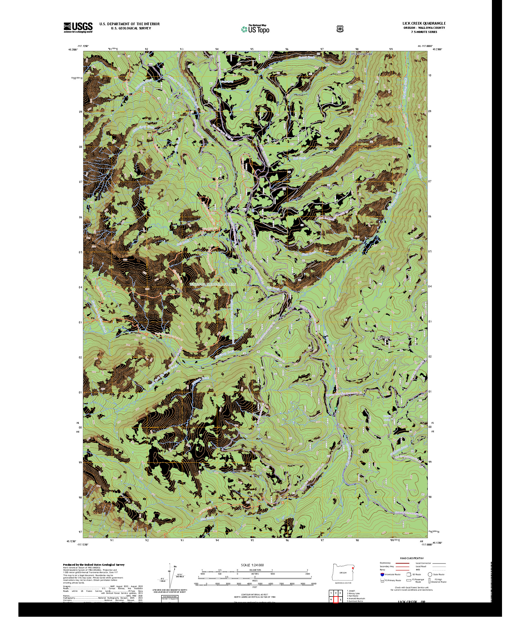US TOPO 7.5-MINUTE MAP FOR LICK CREEK, OR