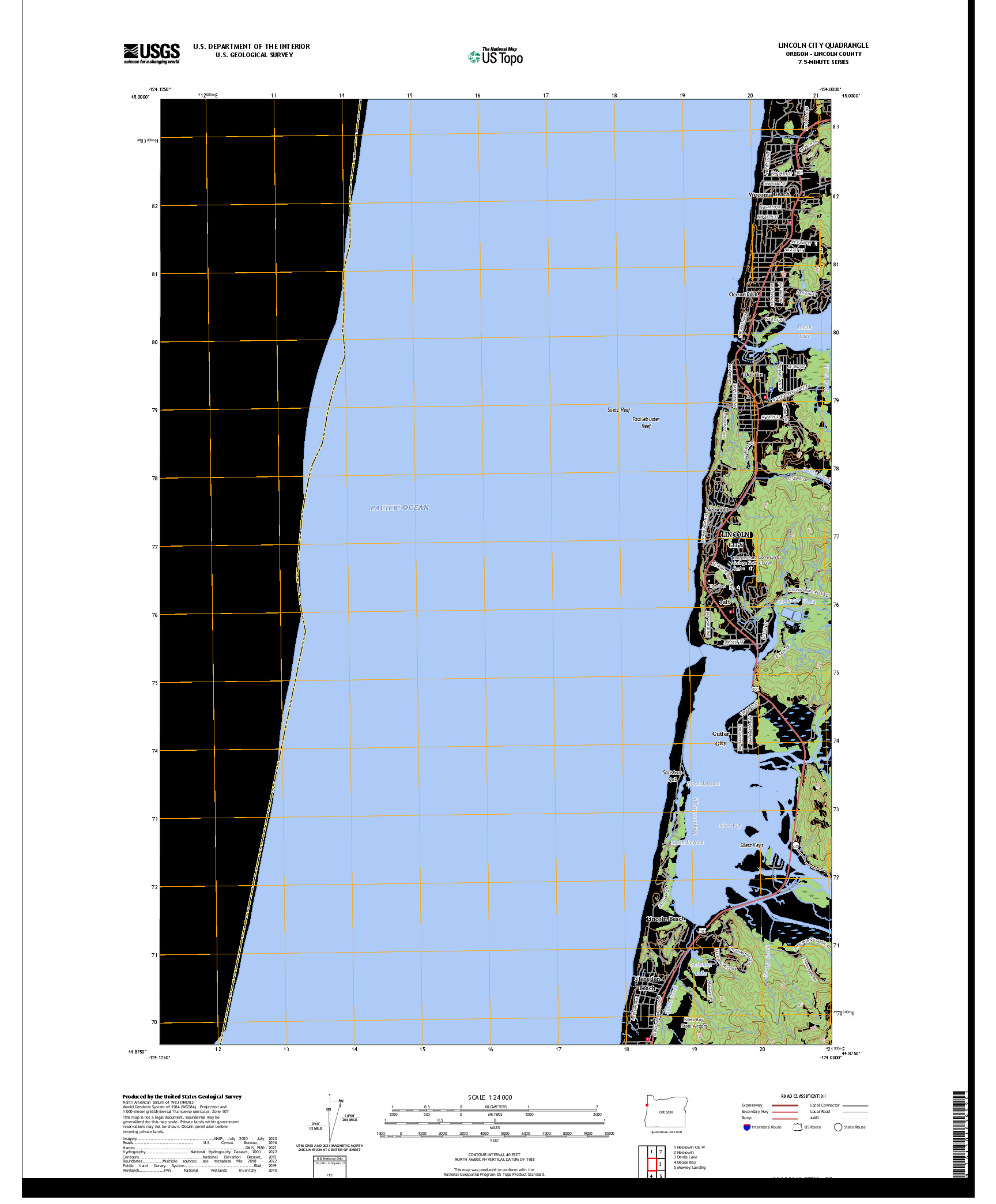 US TOPO 7.5-MINUTE MAP FOR LINCOLN CITY, OR