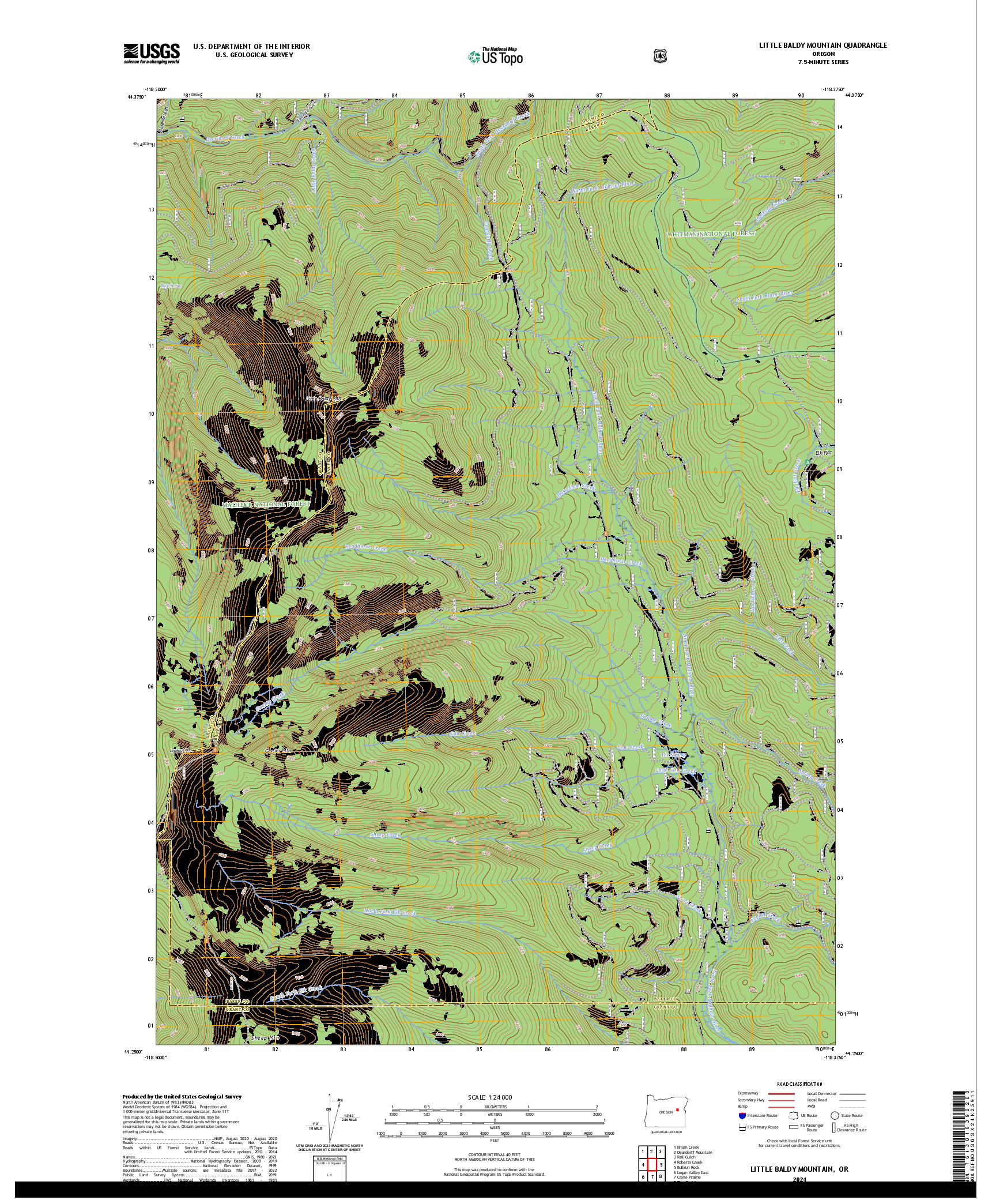 US TOPO 7.5-MINUTE MAP FOR LITTLE BALDY MOUNTAIN, OR
