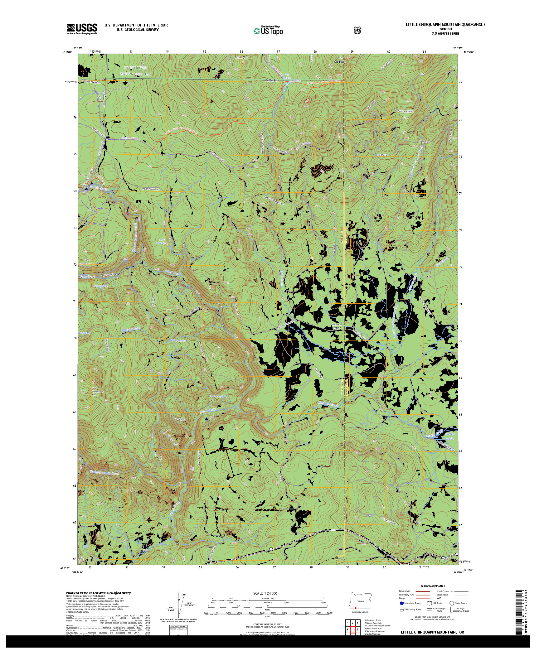 US TOPO 7.5-MINUTE MAP FOR LITTLE CHINQUAPIN MOUNTAIN, OR
