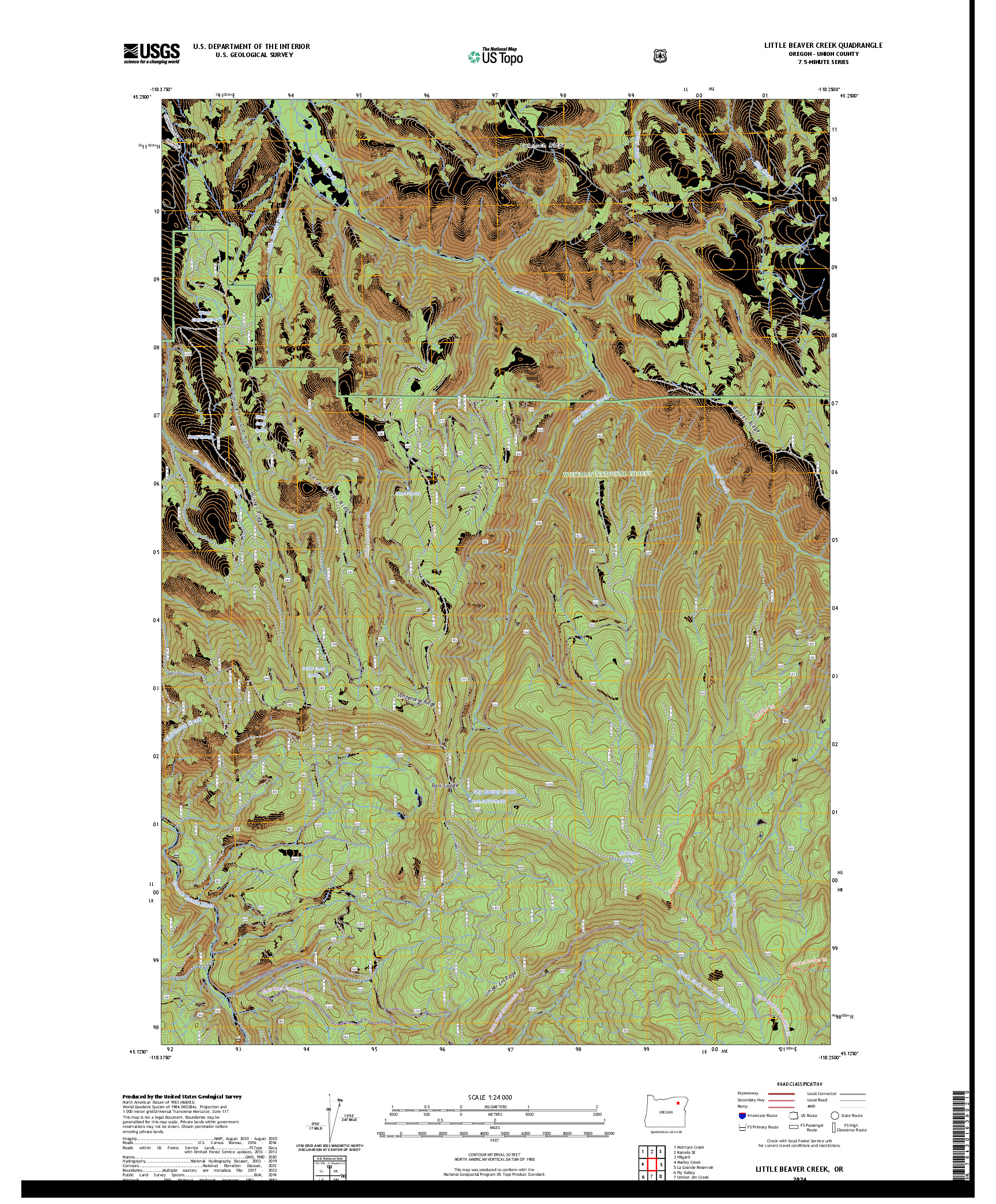 US TOPO 7.5-MINUTE MAP FOR LITTLE BEAVER CREEK, OR