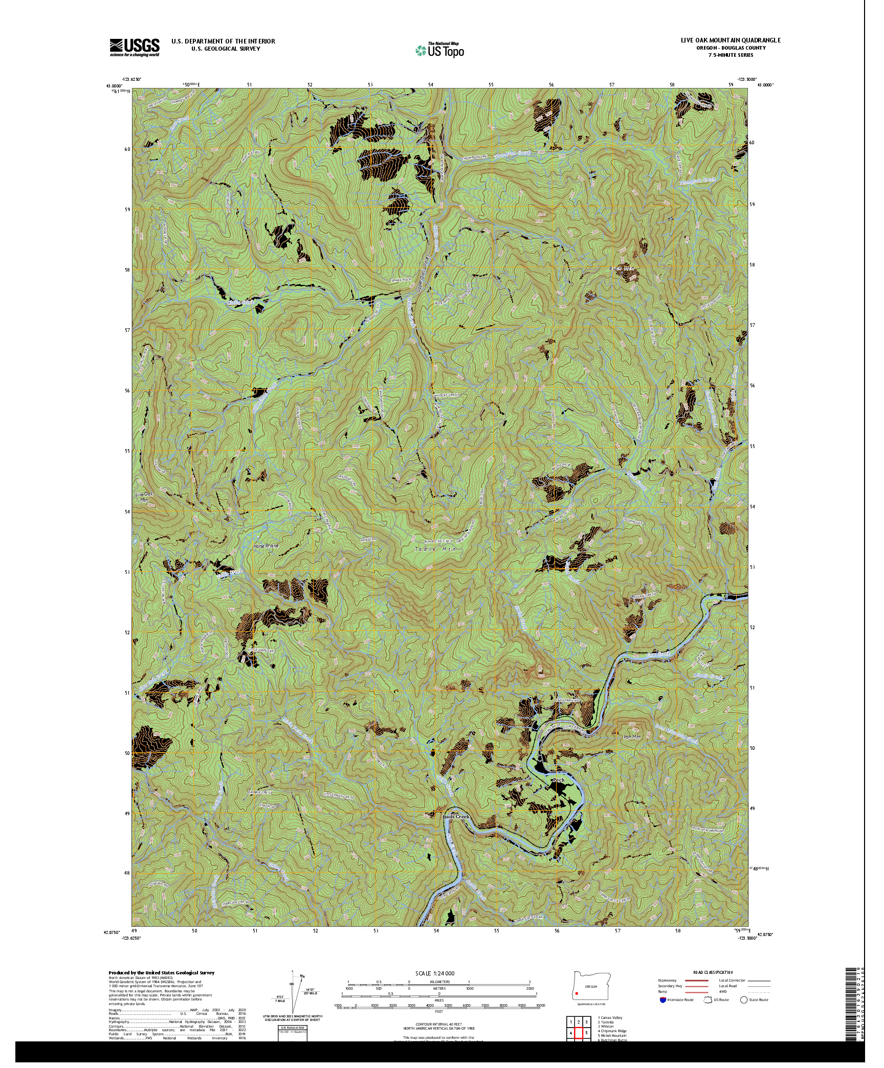 US TOPO 7.5-MINUTE MAP FOR LIVE OAK MOUNTAIN, OR