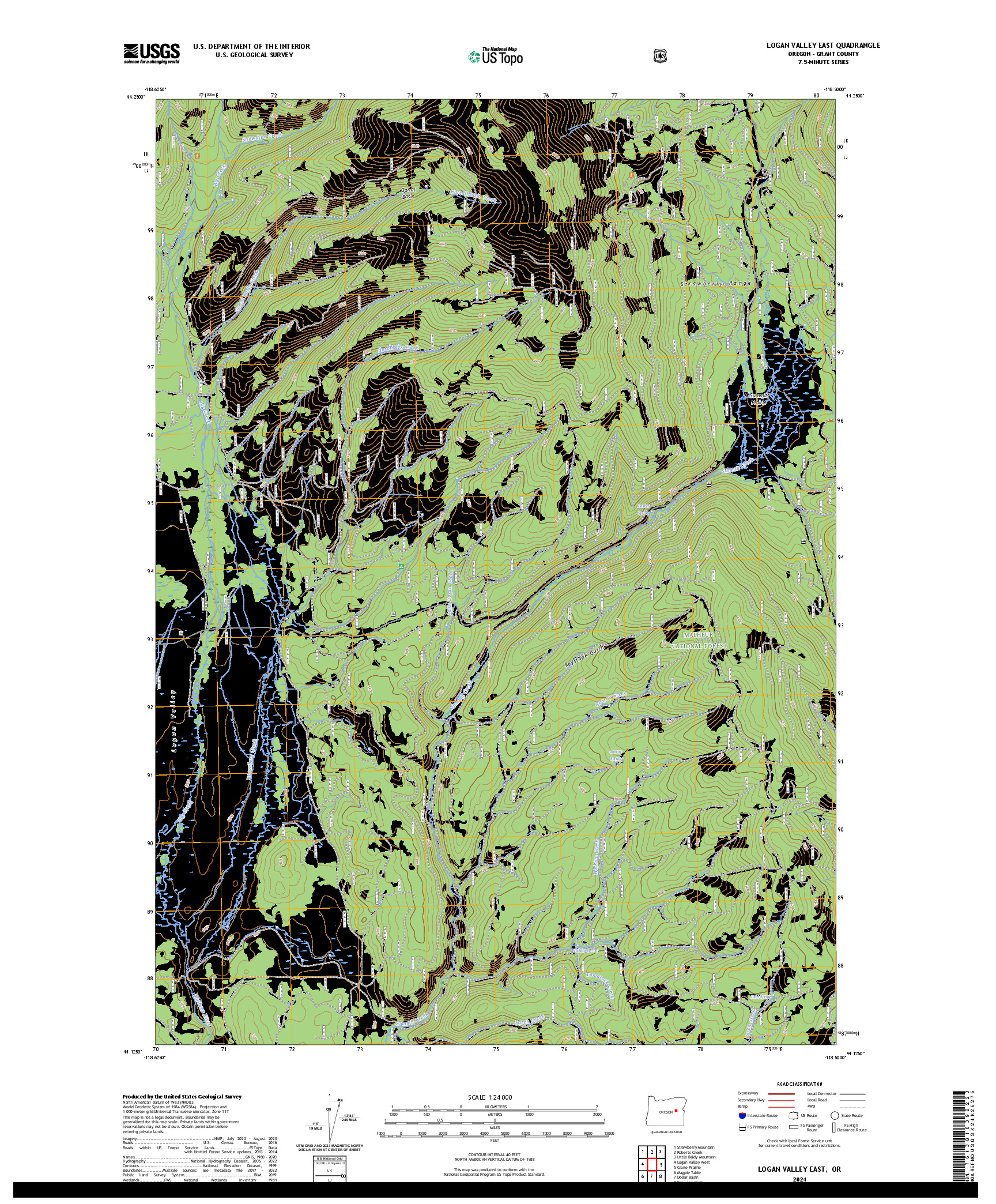 US TOPO 7.5-MINUTE MAP FOR LOGAN VALLEY EAST, OR