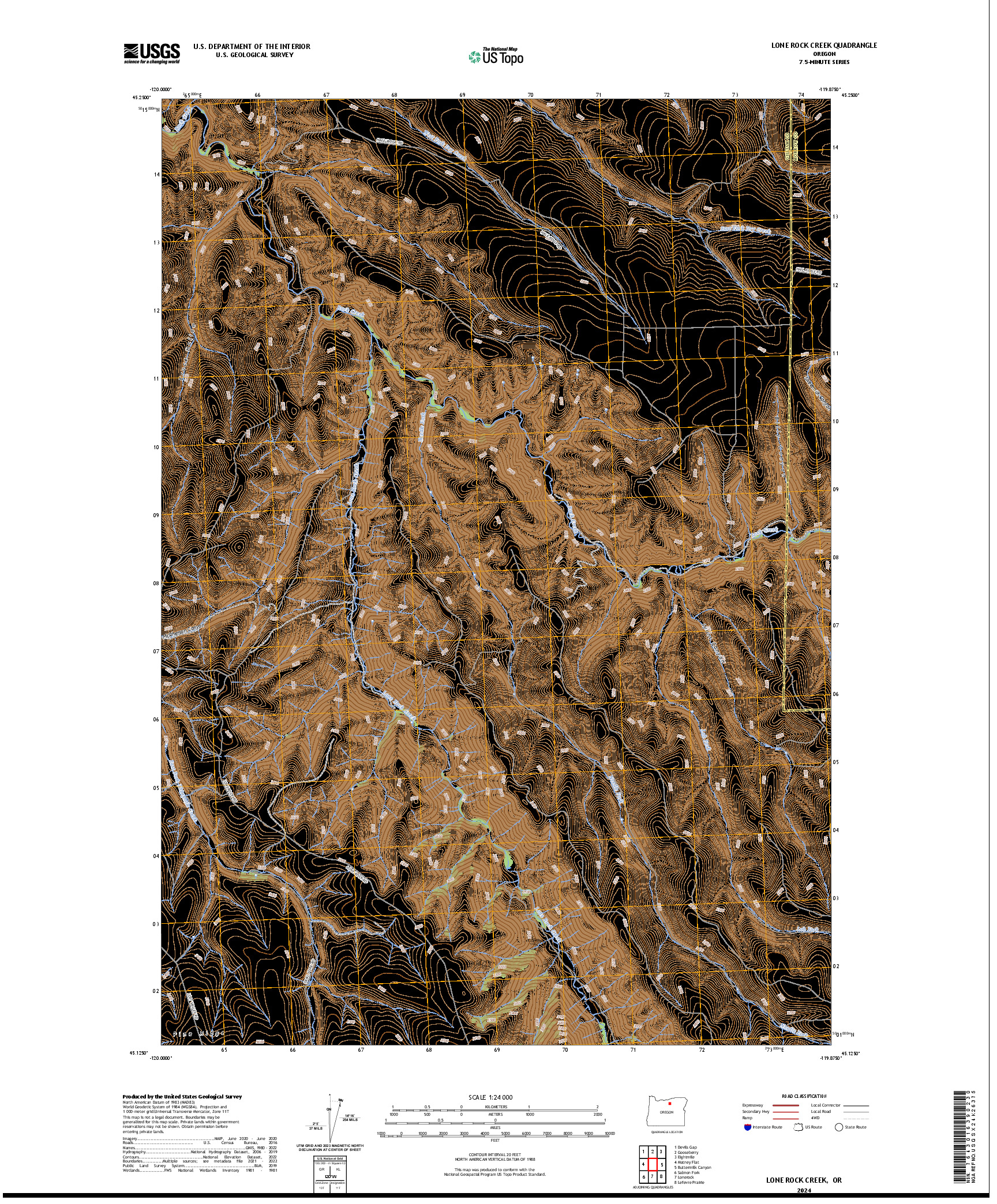 US TOPO 7.5-MINUTE MAP FOR LONE ROCK CREEK, OR