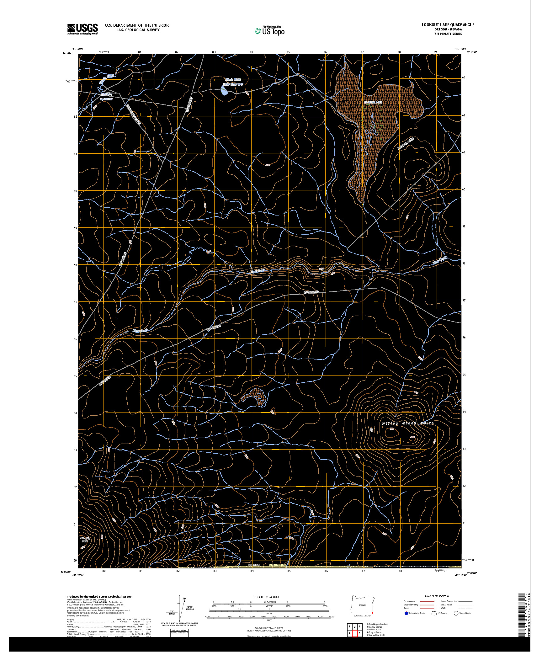 US TOPO 7.5-MINUTE MAP FOR LOOKOUT LAKE, OR,NV