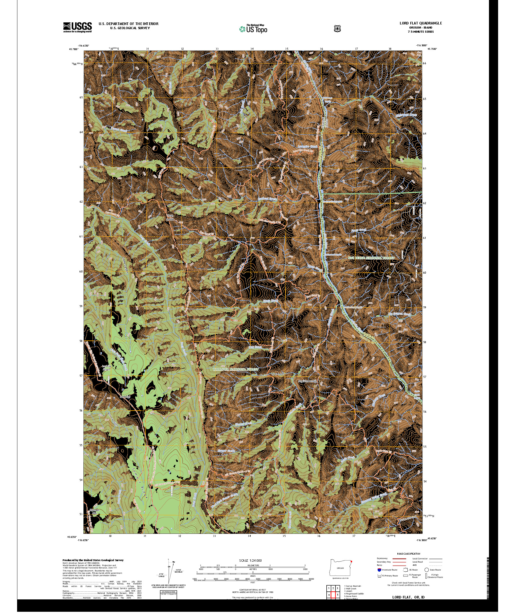 US TOPO 7.5-MINUTE MAP FOR LORD FLAT, OR,ID